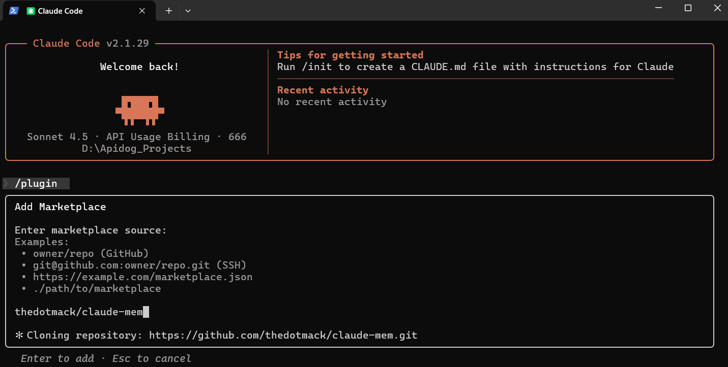 claude-mem from the claude code plugin marketplace