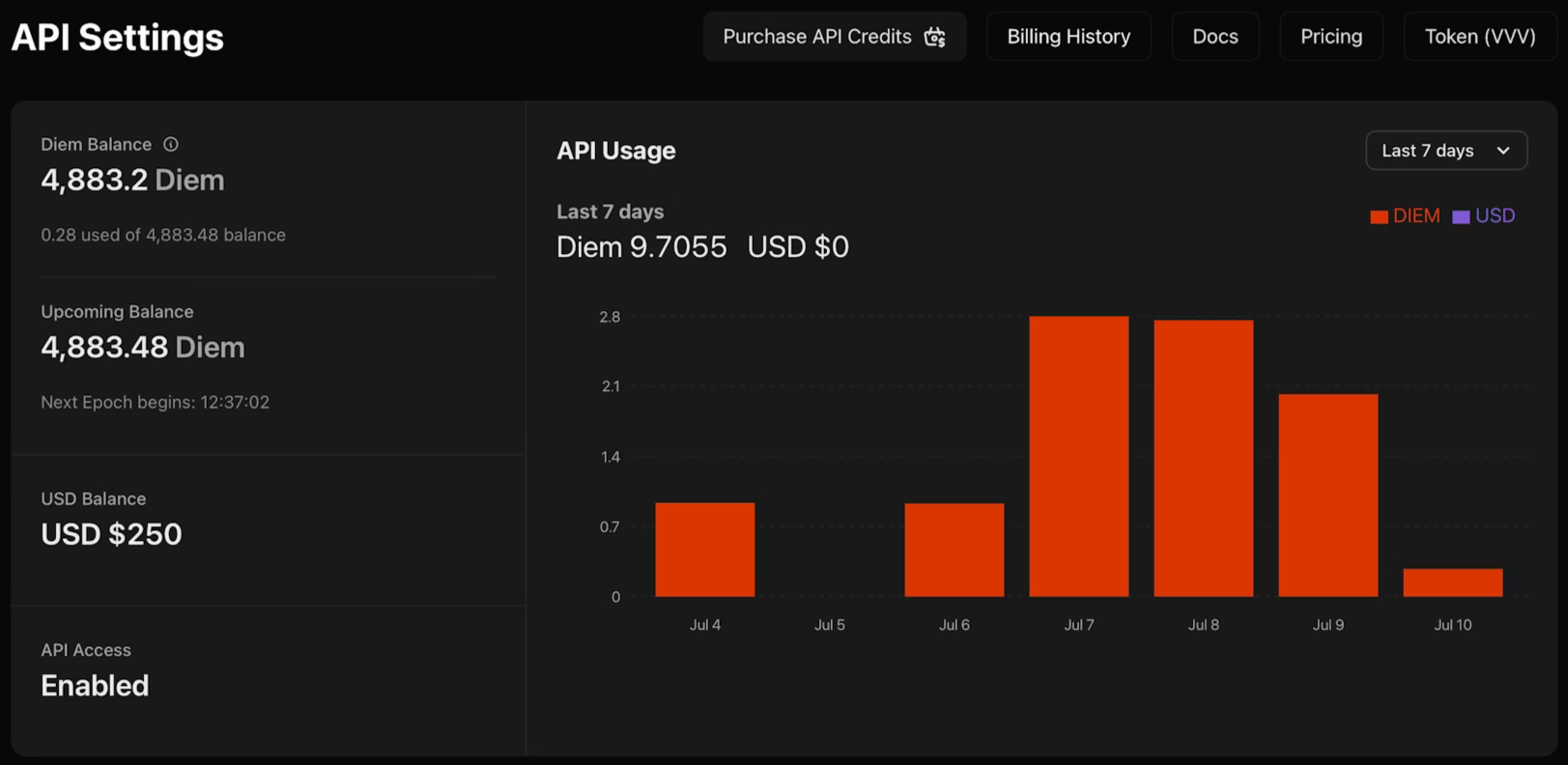 navigate to venice api settings