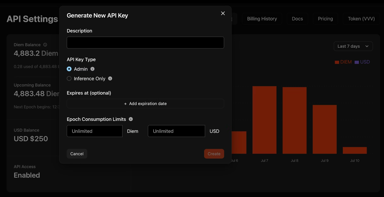 generate a new venice api key