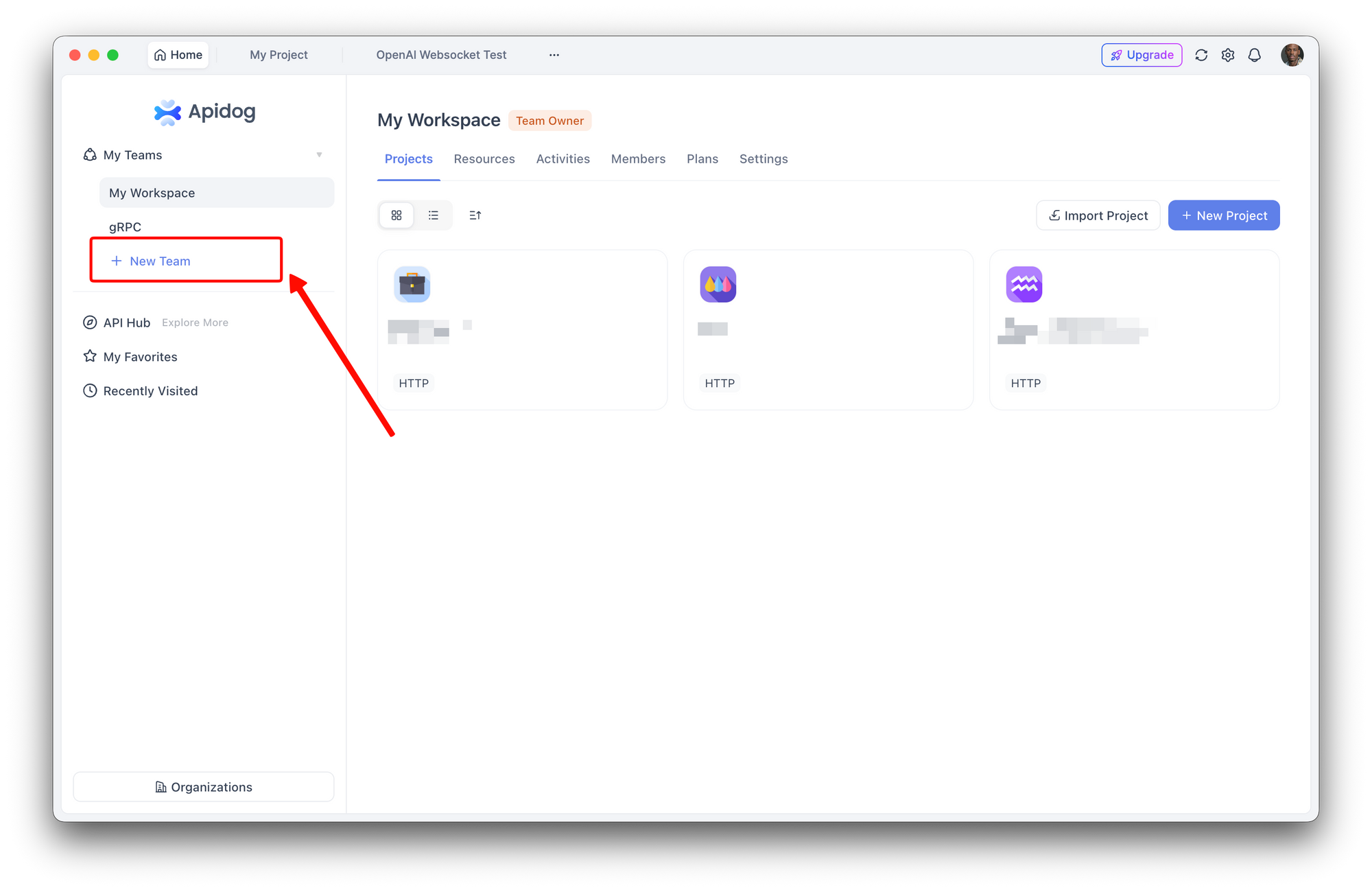 Create a New Workspace In Apidog