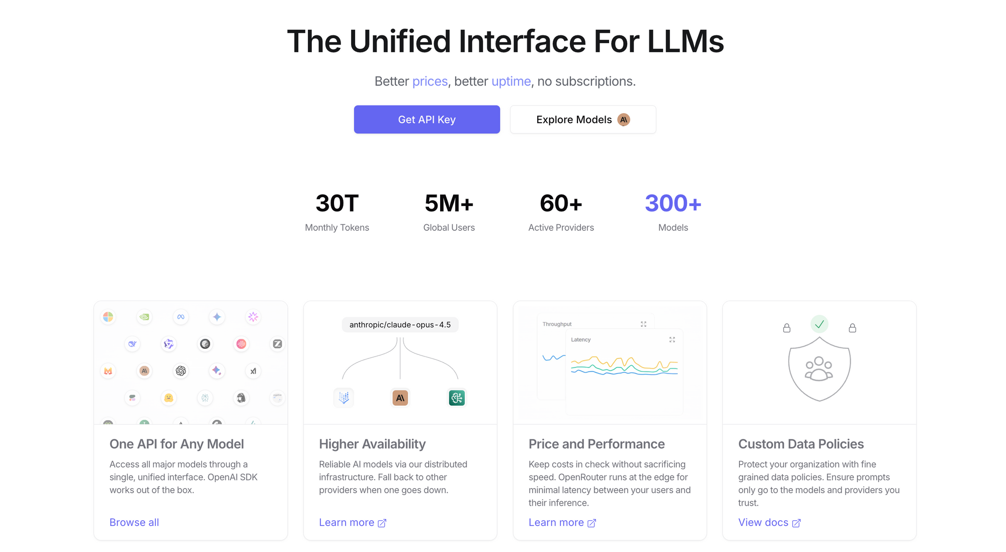 OpenRouter 공식 웹사이트 인터페이스