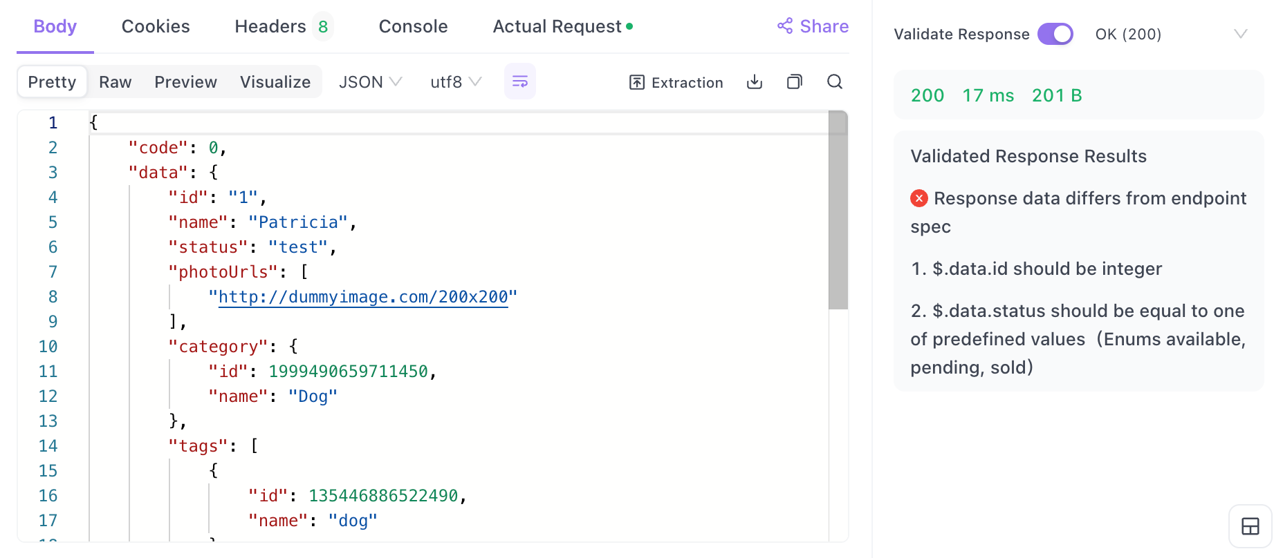 Validating Responses In Apidog