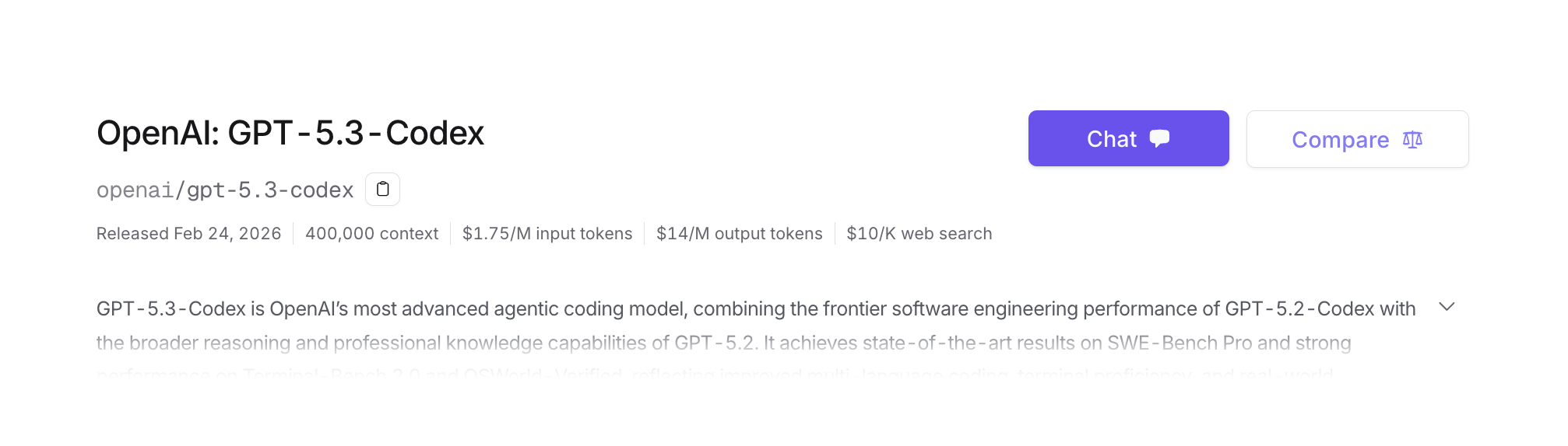 GPT-5.3-Codex in OpenRouter