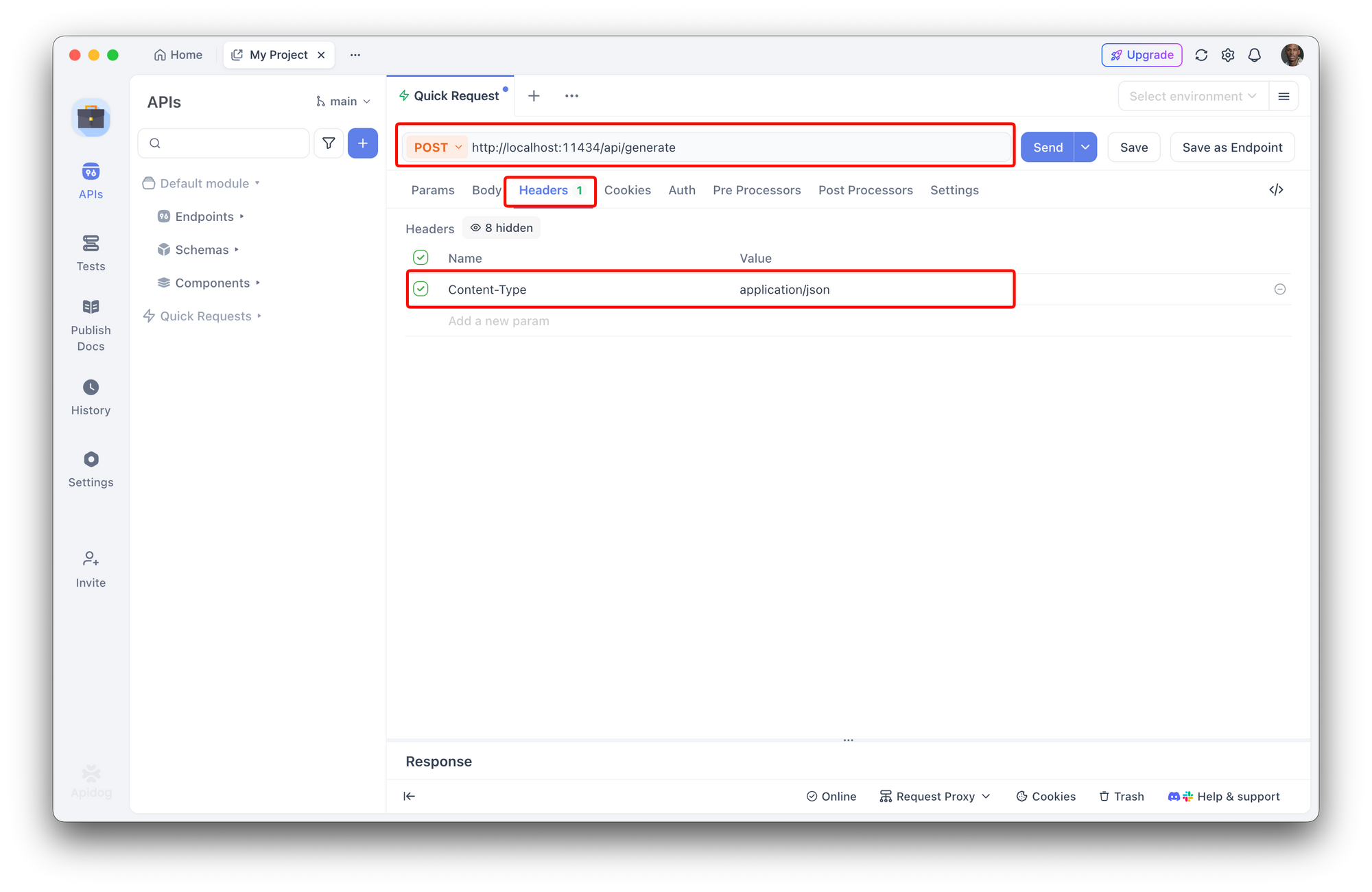 Create a new Request in Apidog