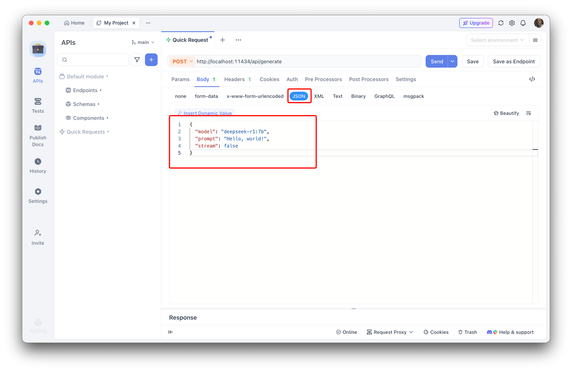 Add Body To send request in Apidog