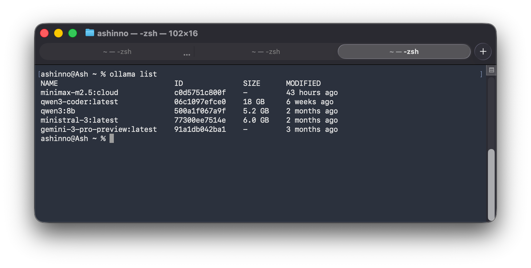 Check if ollama is running with Ollama list command