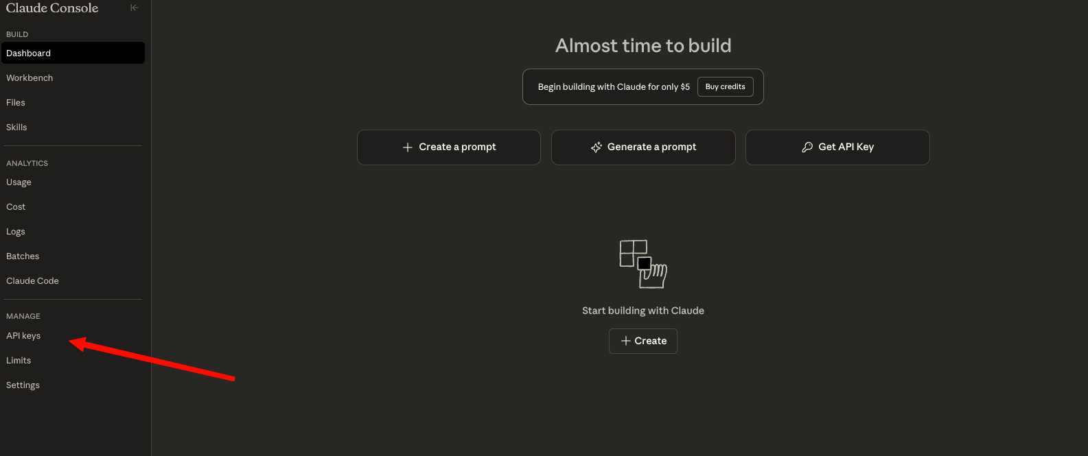 Anthropic Console Dashboard
