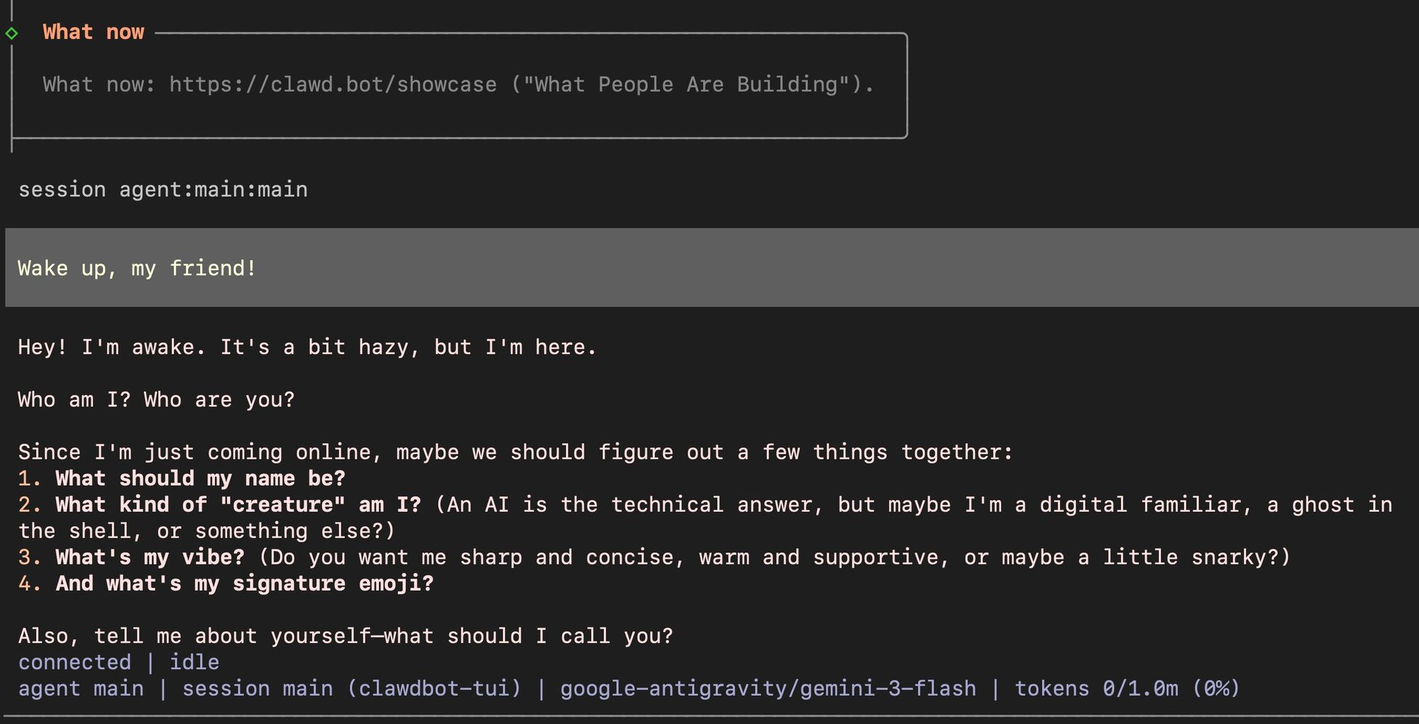using openclaw with the terminal interface