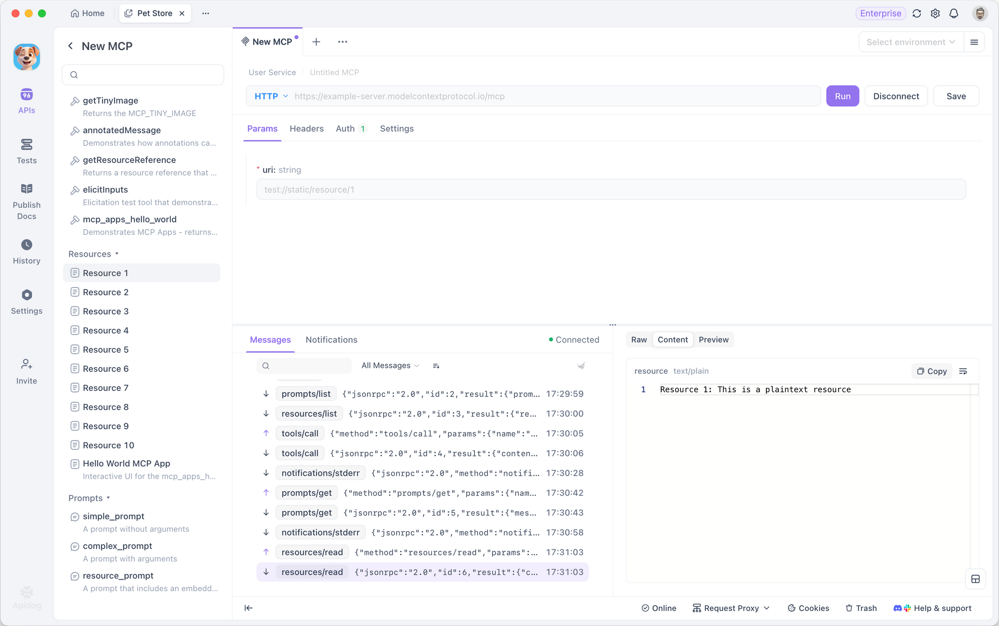 Apidog MCP Client - Resources View