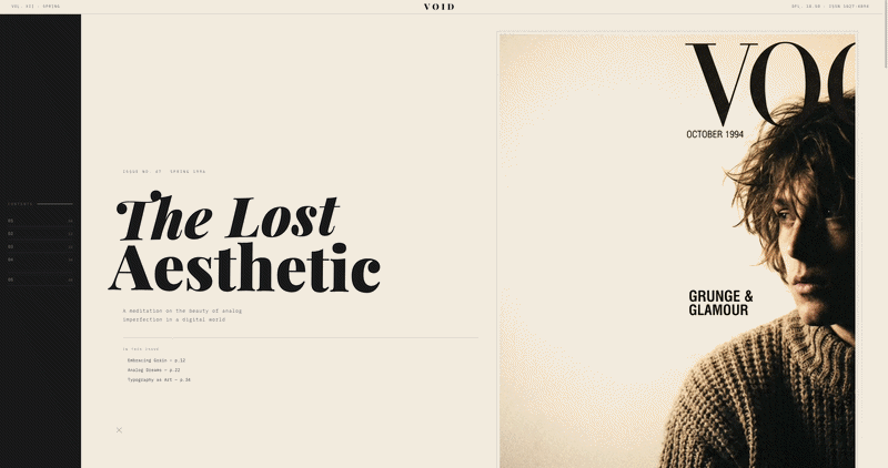 GIF of a 1990s magazine-style website generated by MiMo-V2-Pro
