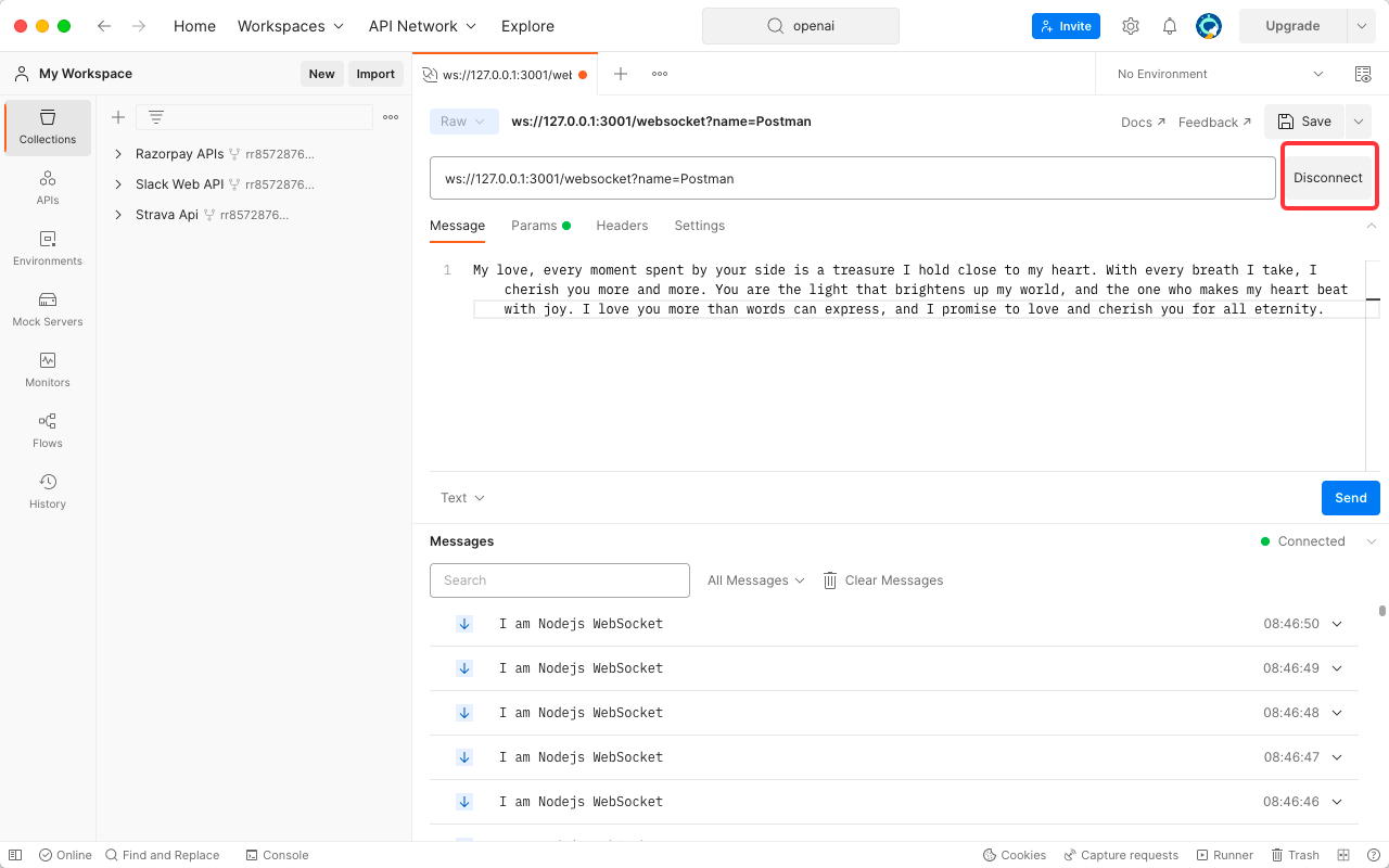 Desconectando um WebSocket