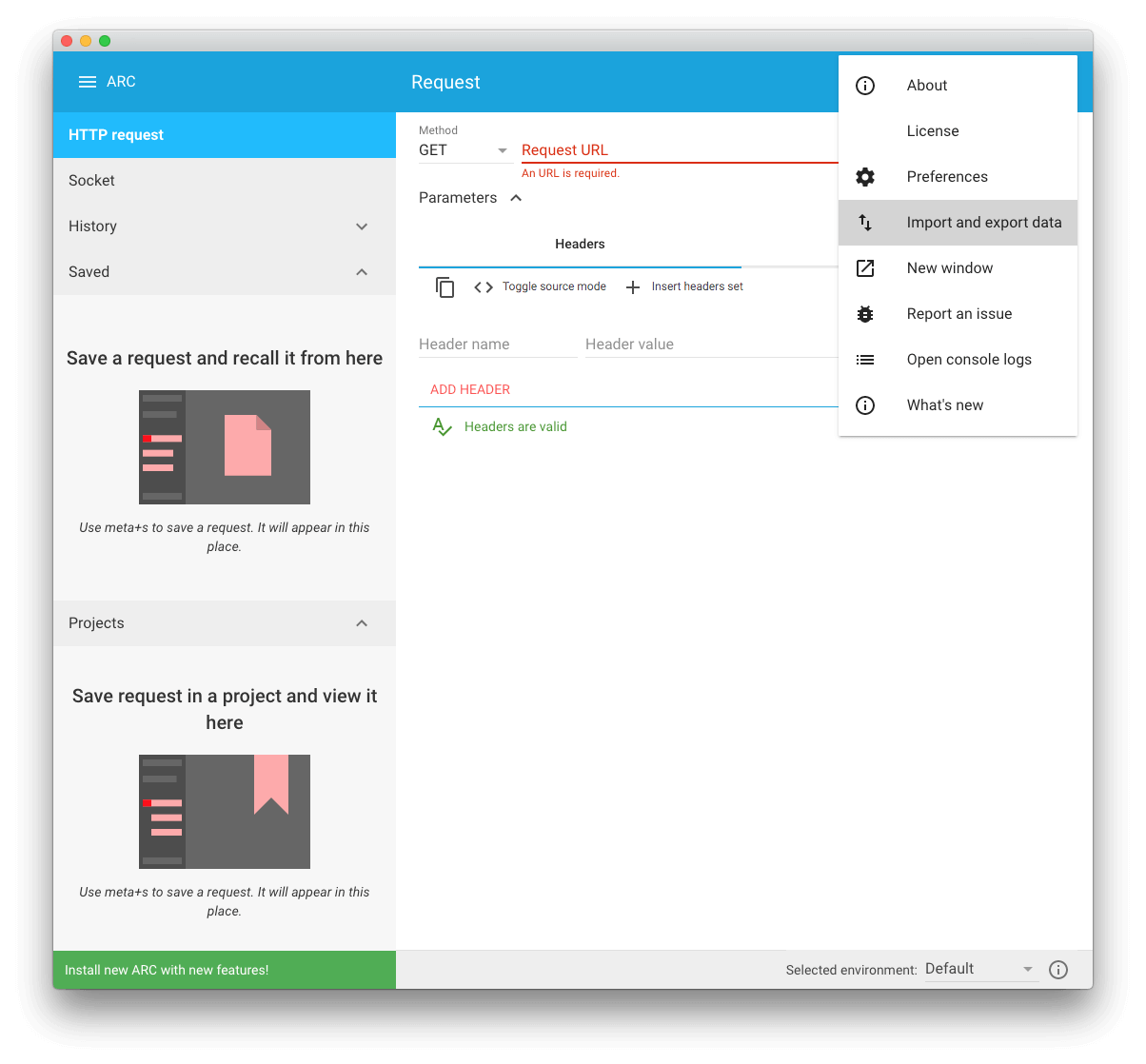 Import and export data