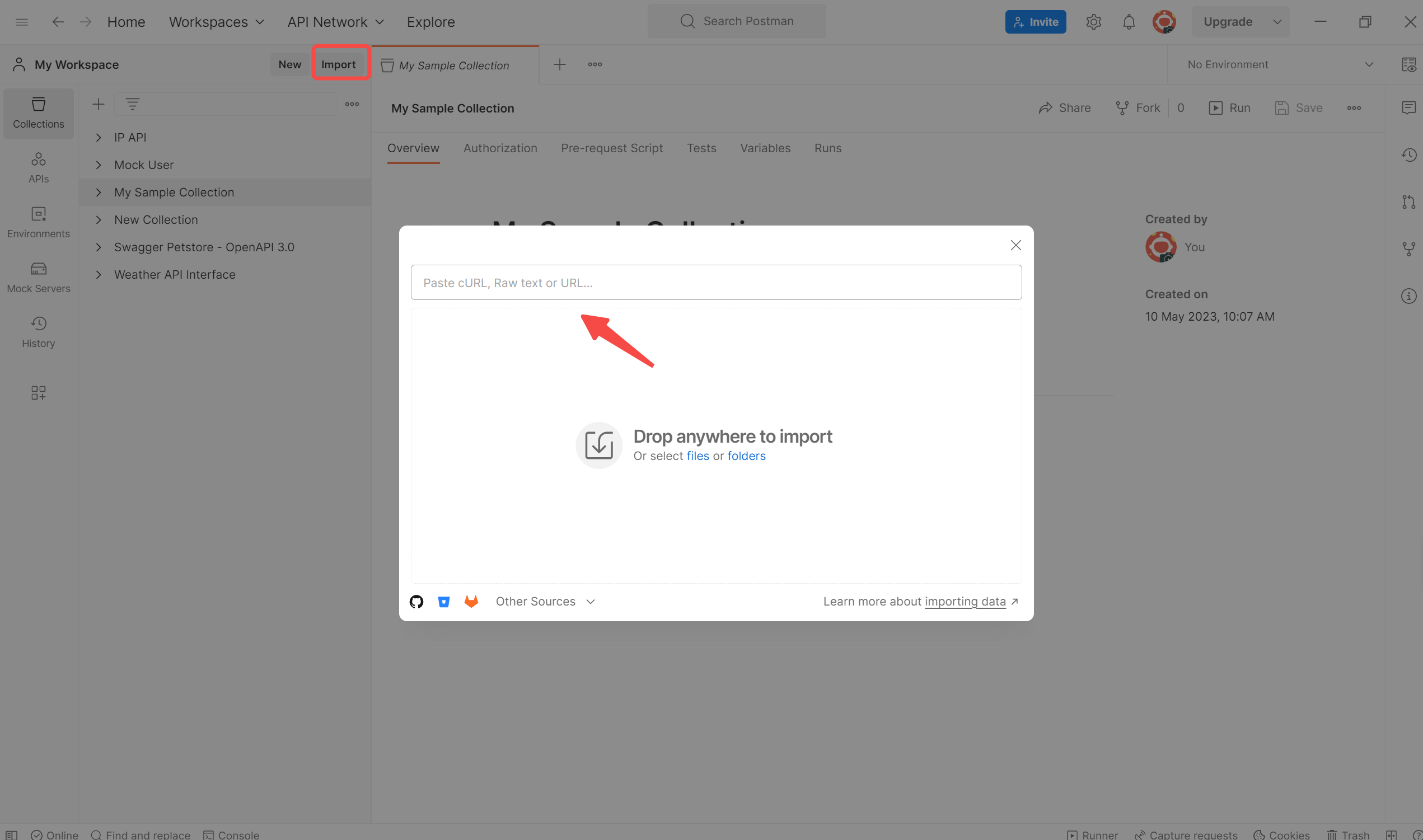 how to send curl request using postman