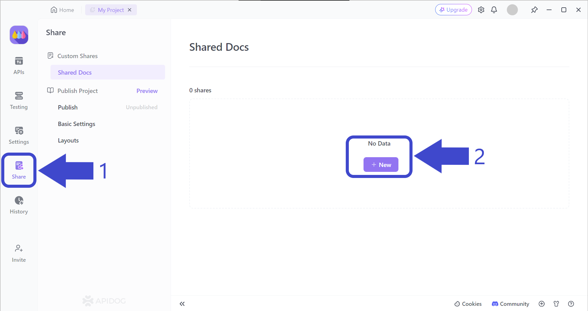 step by step process sharing api documentation apidog