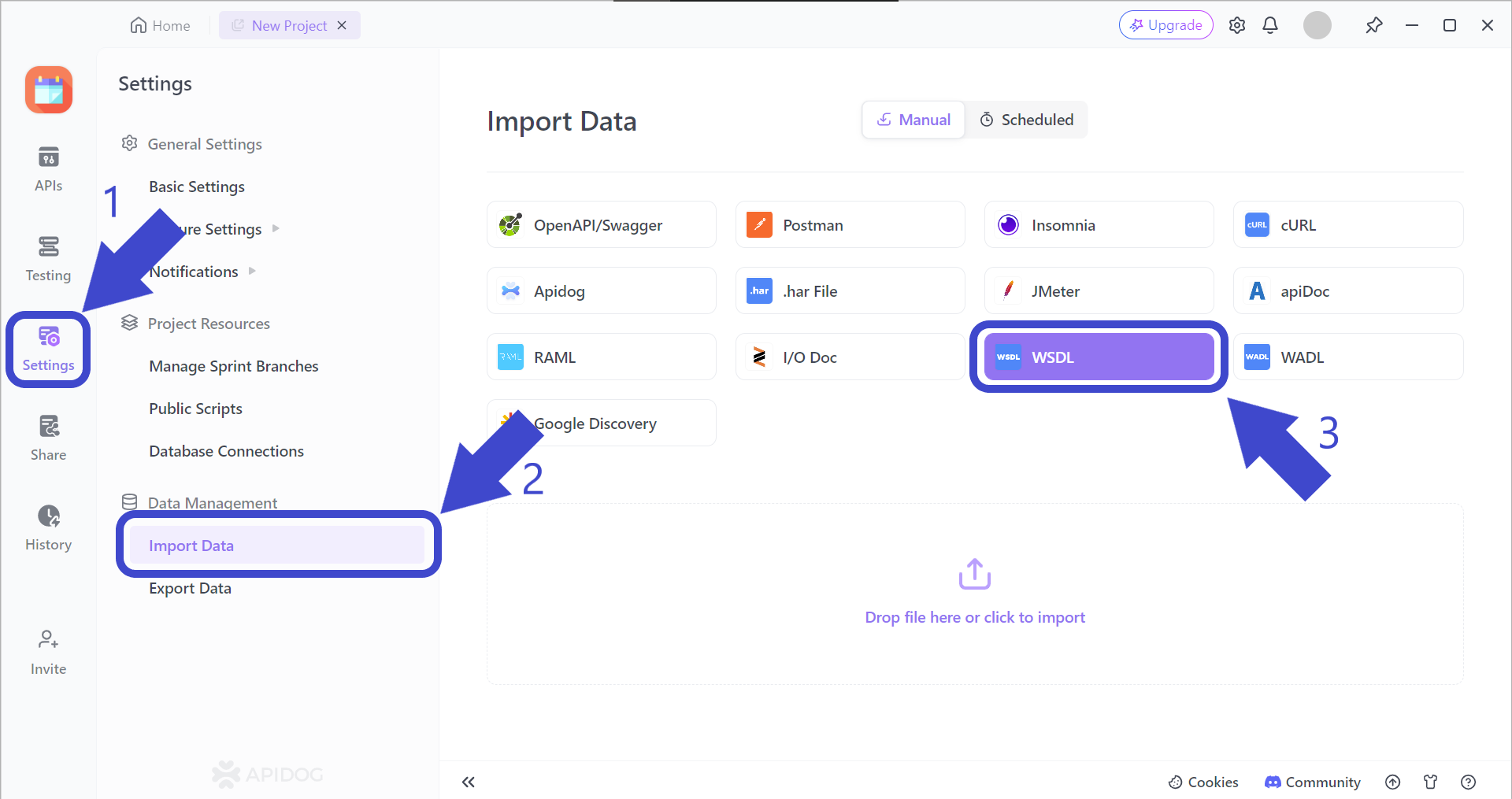 import wsdl file apidog