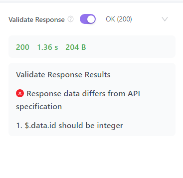 Response result on apidog