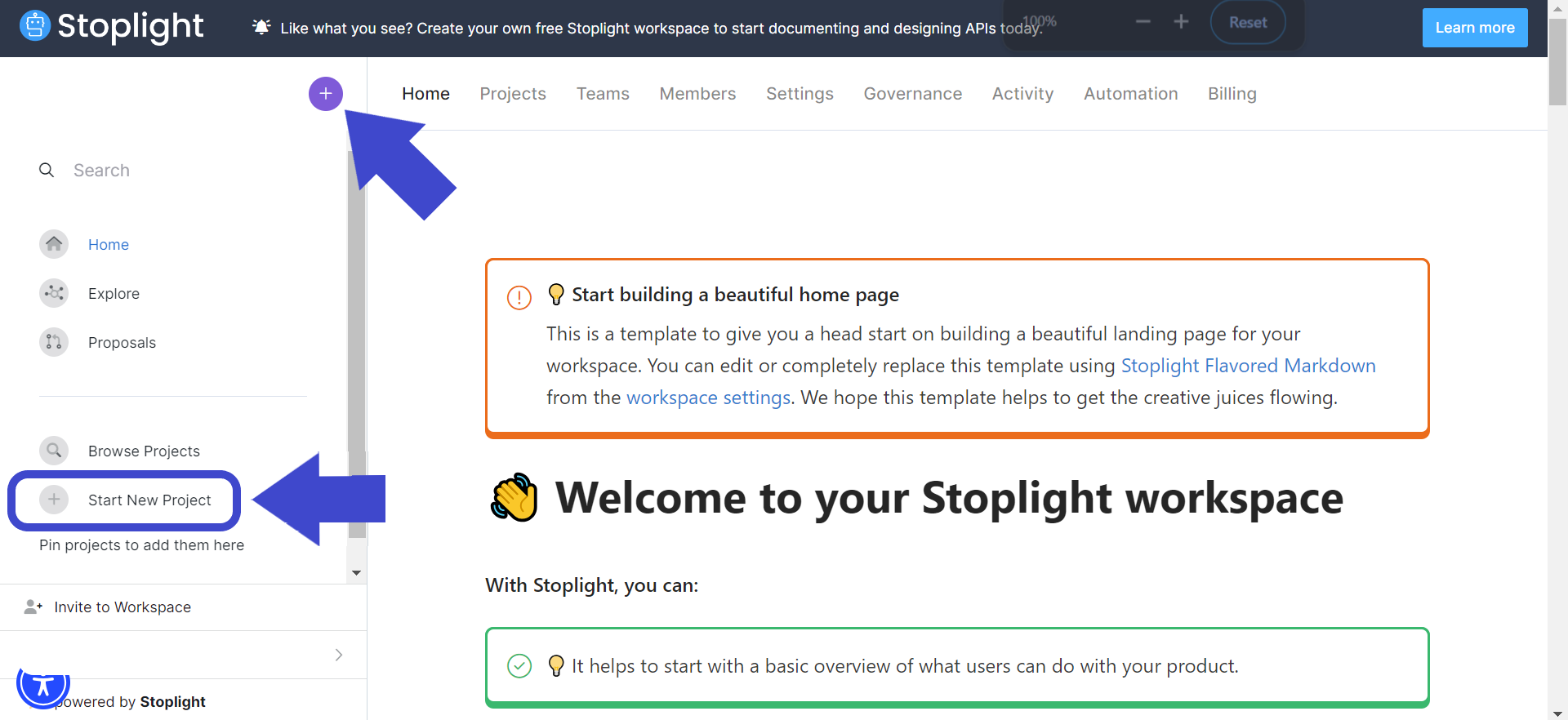 start new api project stoplight studio