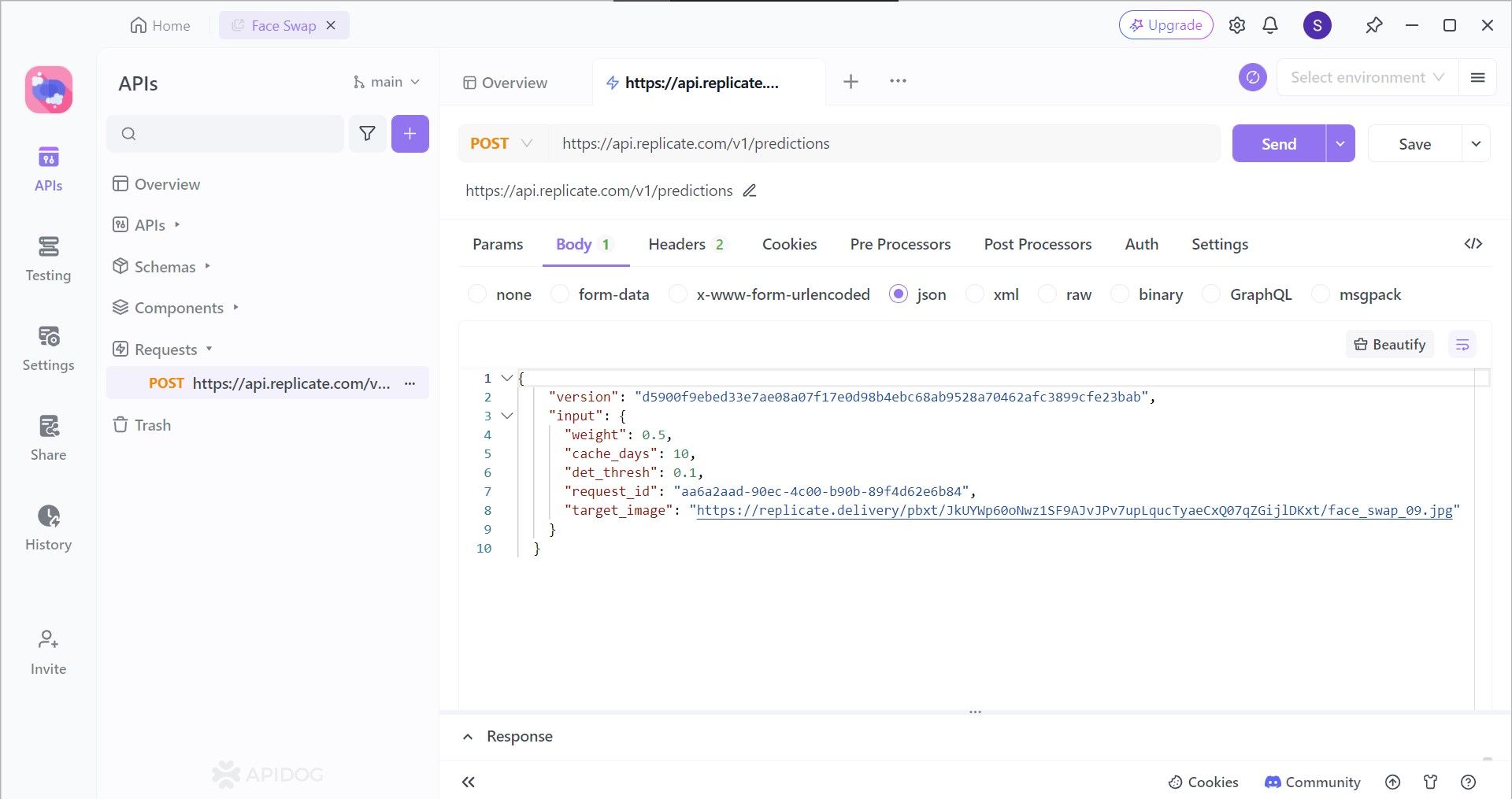 save face swap api request