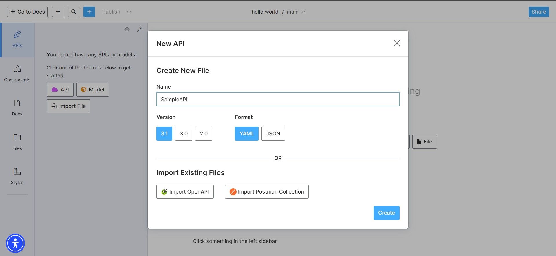 setup api details stoplight studio