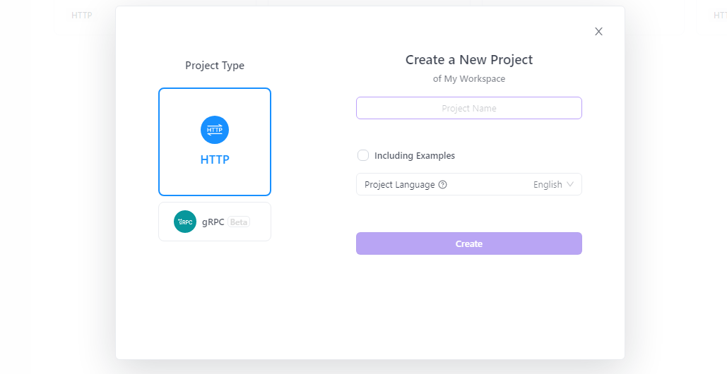 Create new project on Apidog