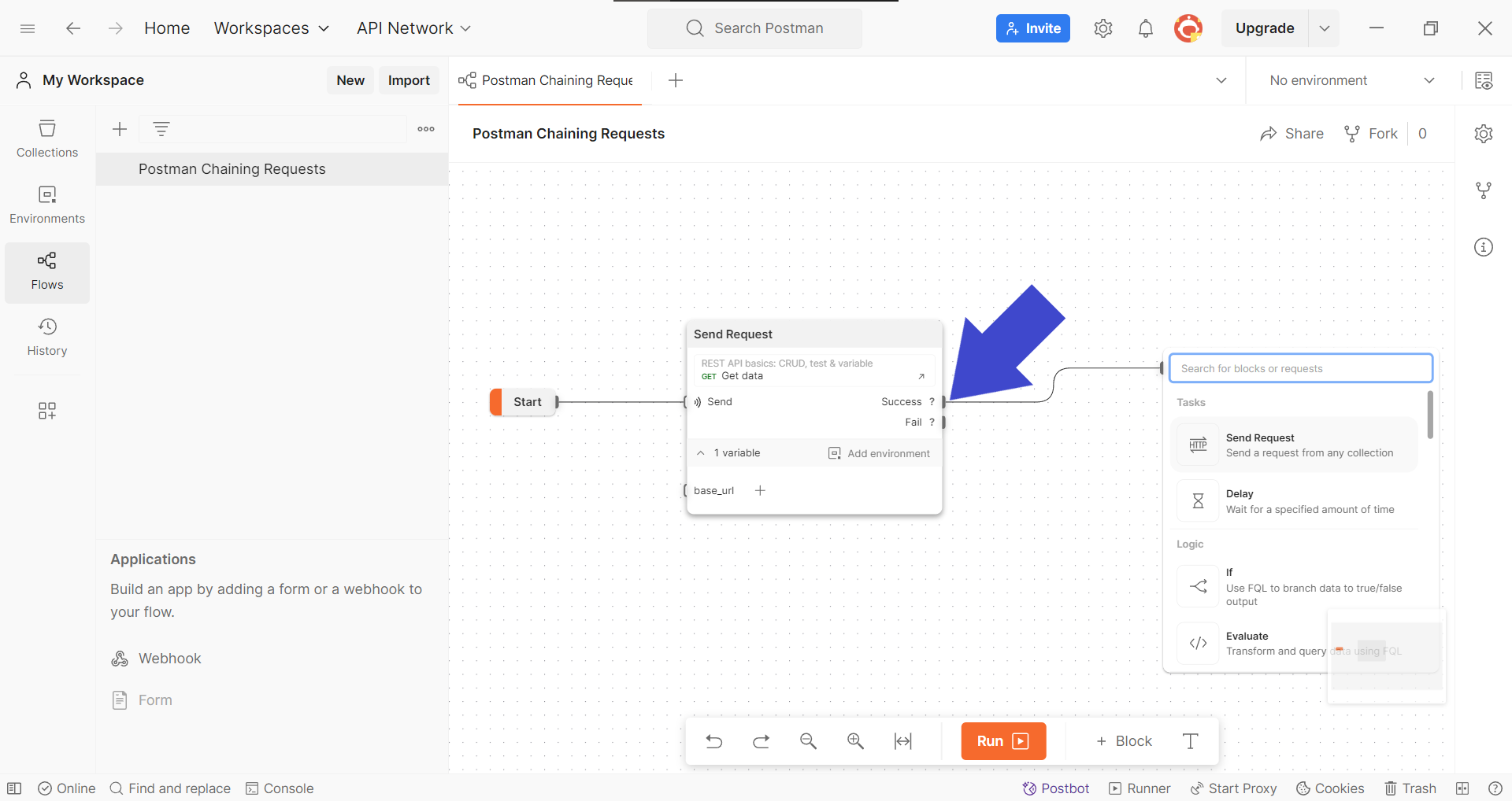 create next chain of request postman