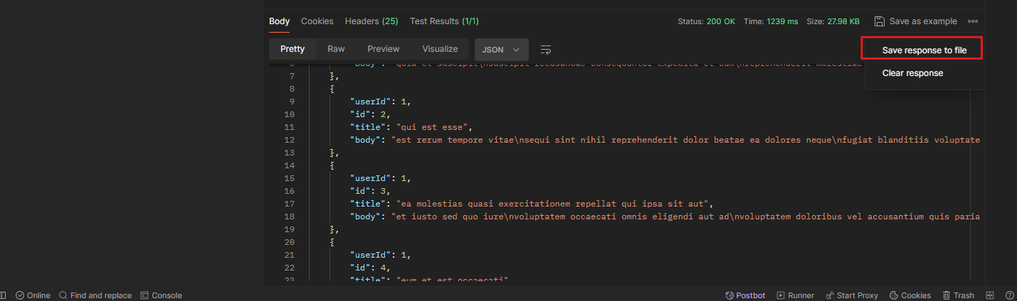 Save the Response in postman