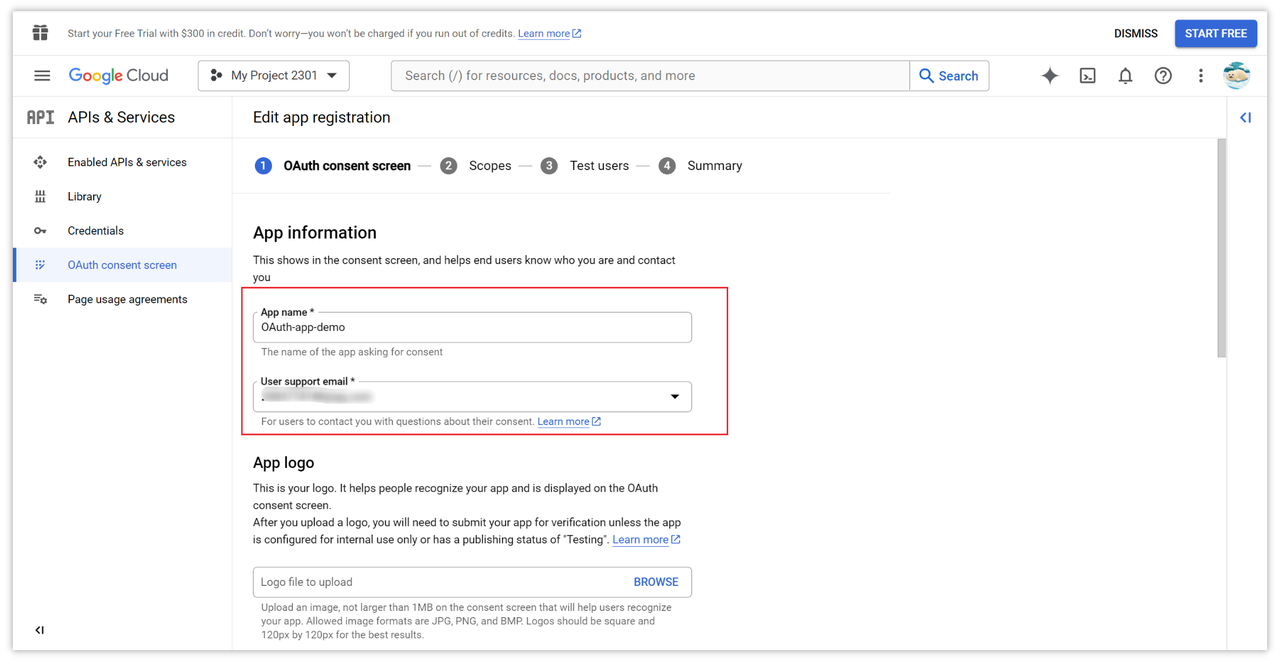 Set up OAuth consent screen