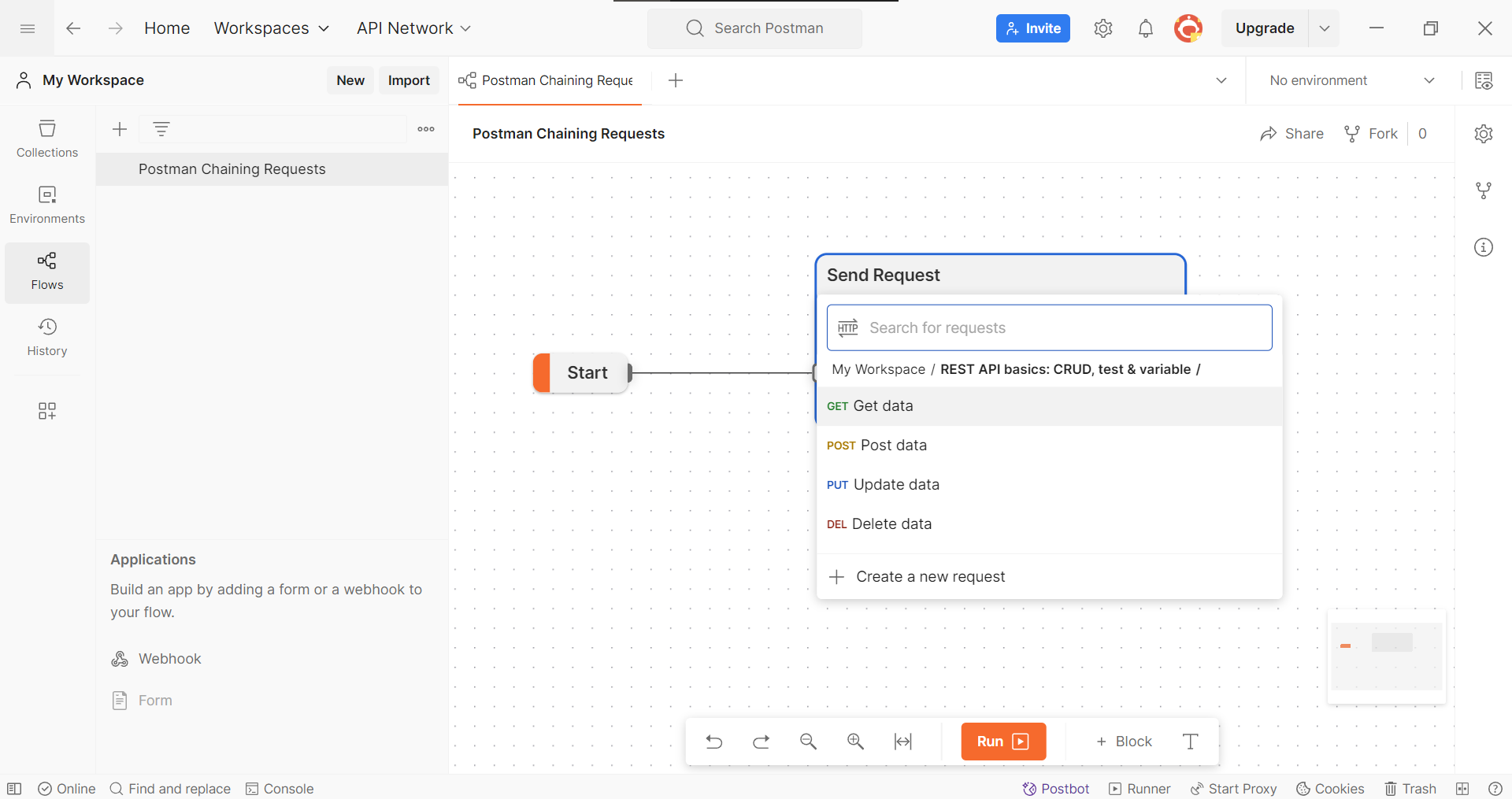 pick first request for chaining postman