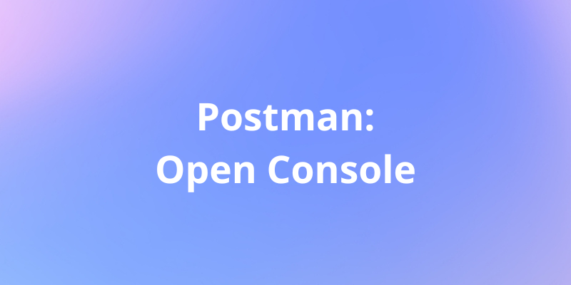 [Postman] How to Open the Postman Console?