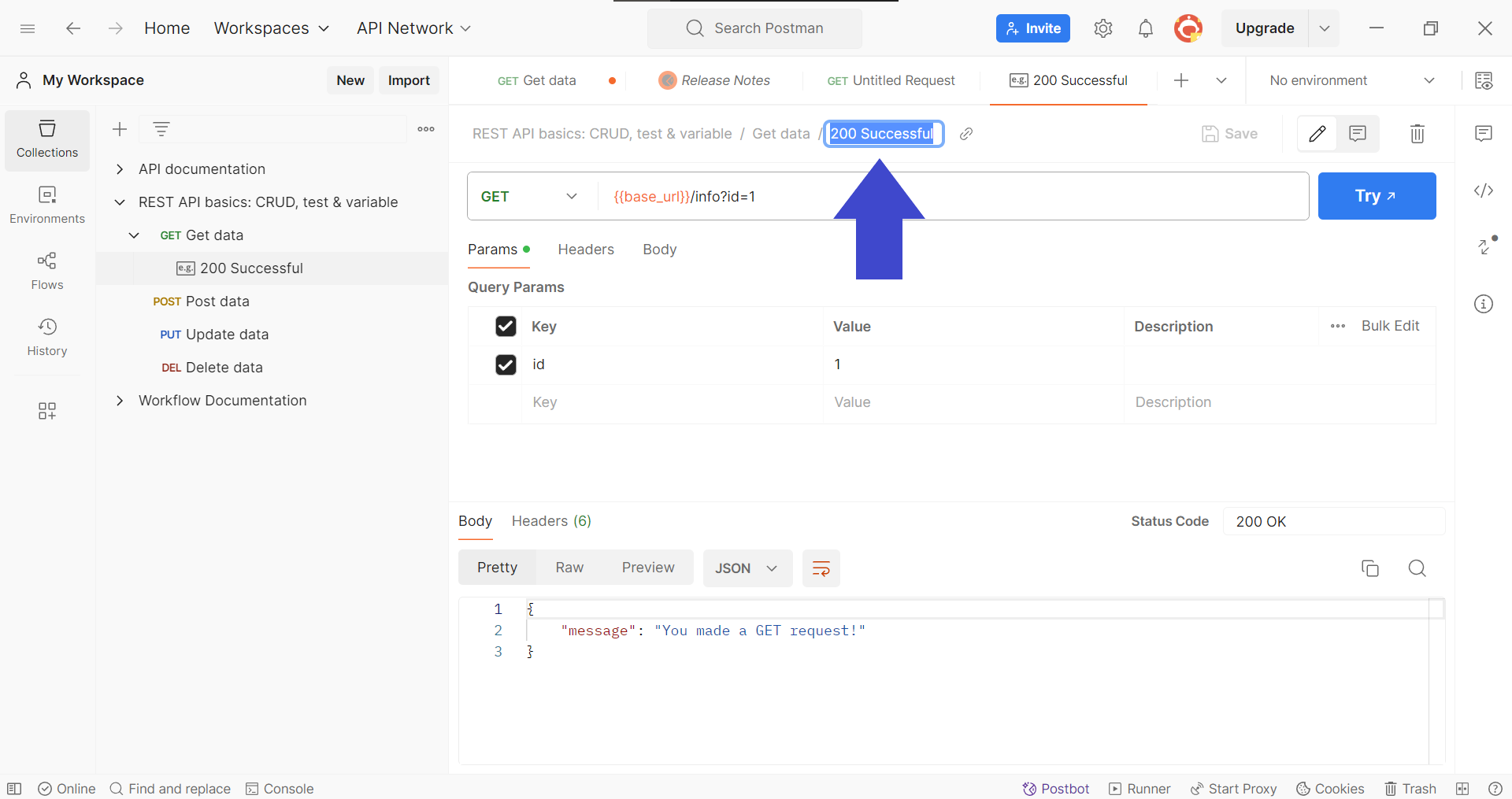 postman rename response example