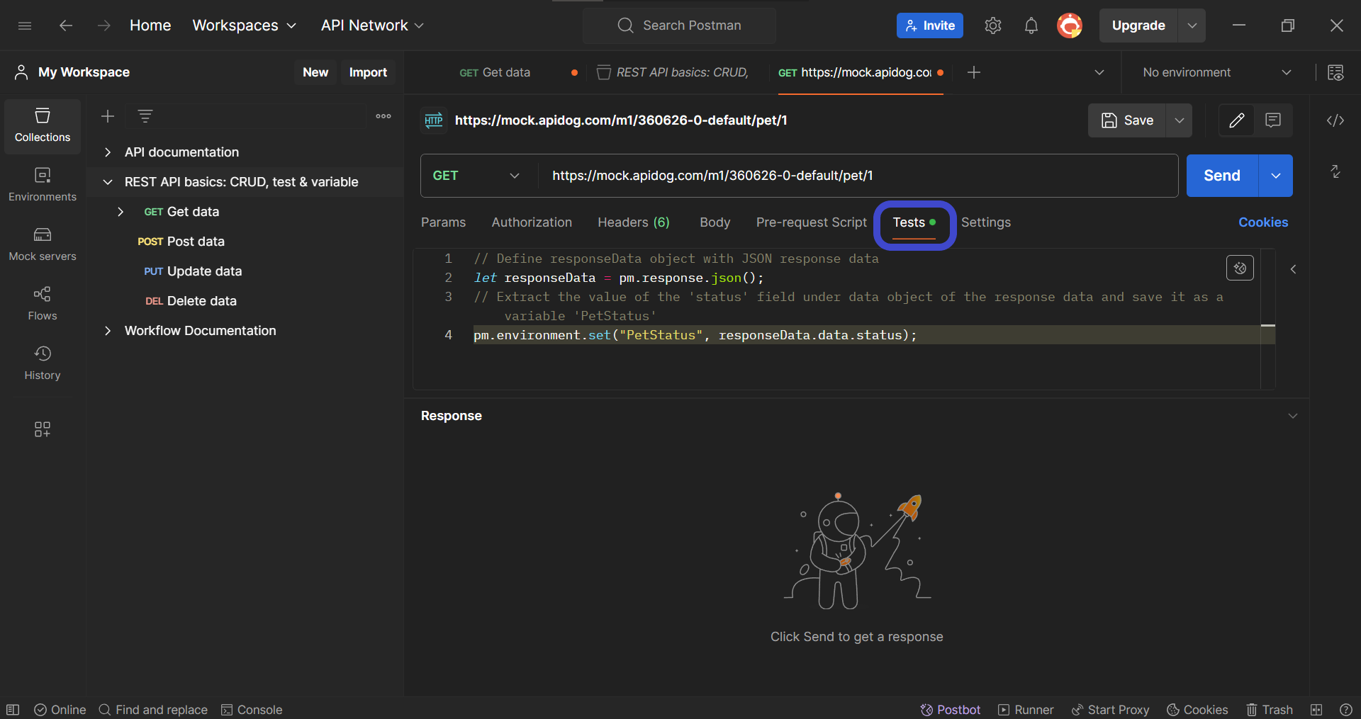 postman set test code