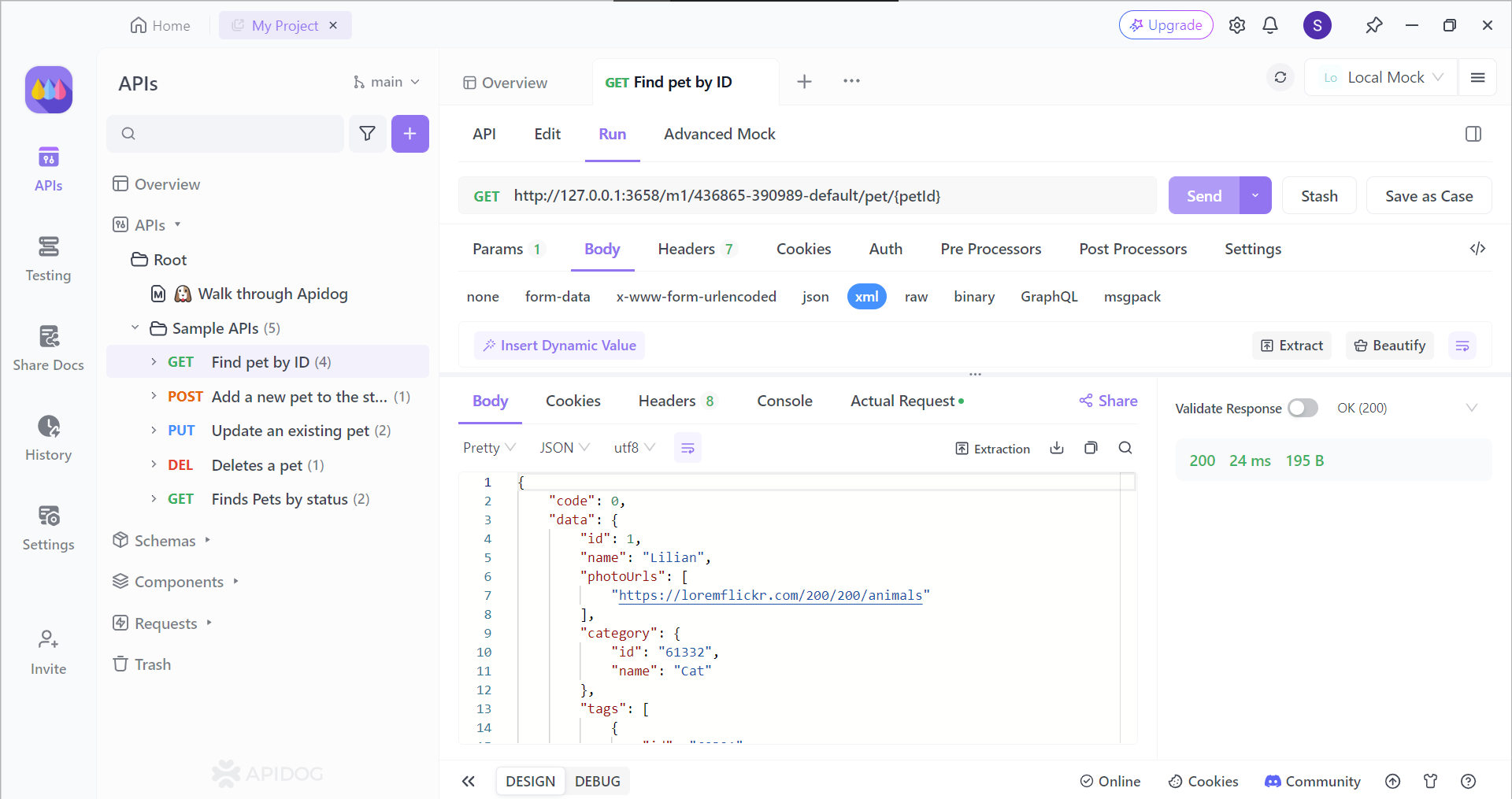 apidog testing single endpoint