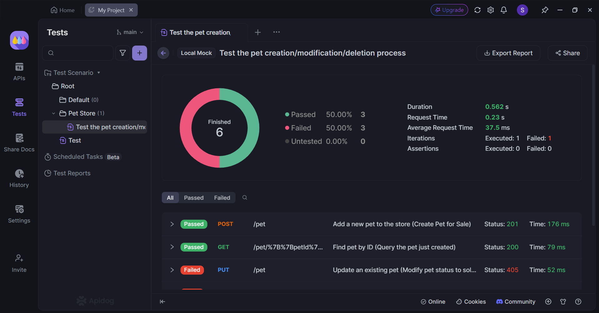 apidog testing scenario