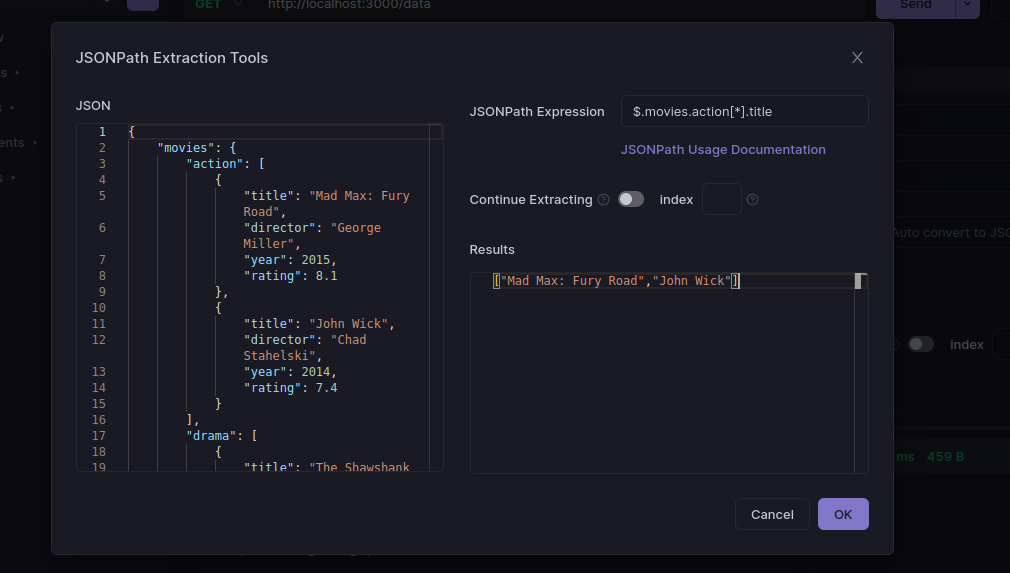 jsonpath response apidog