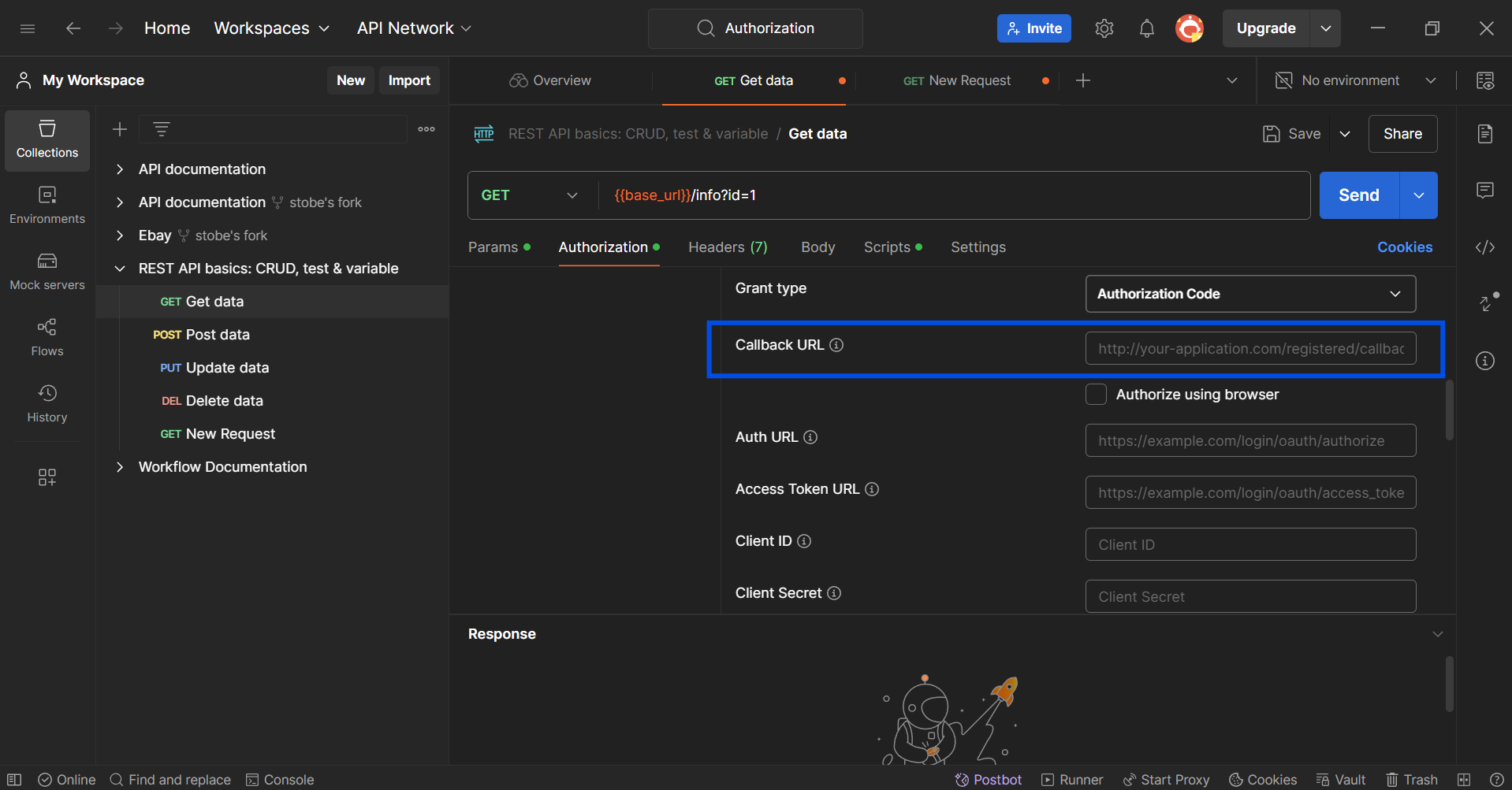 postman insert callback url