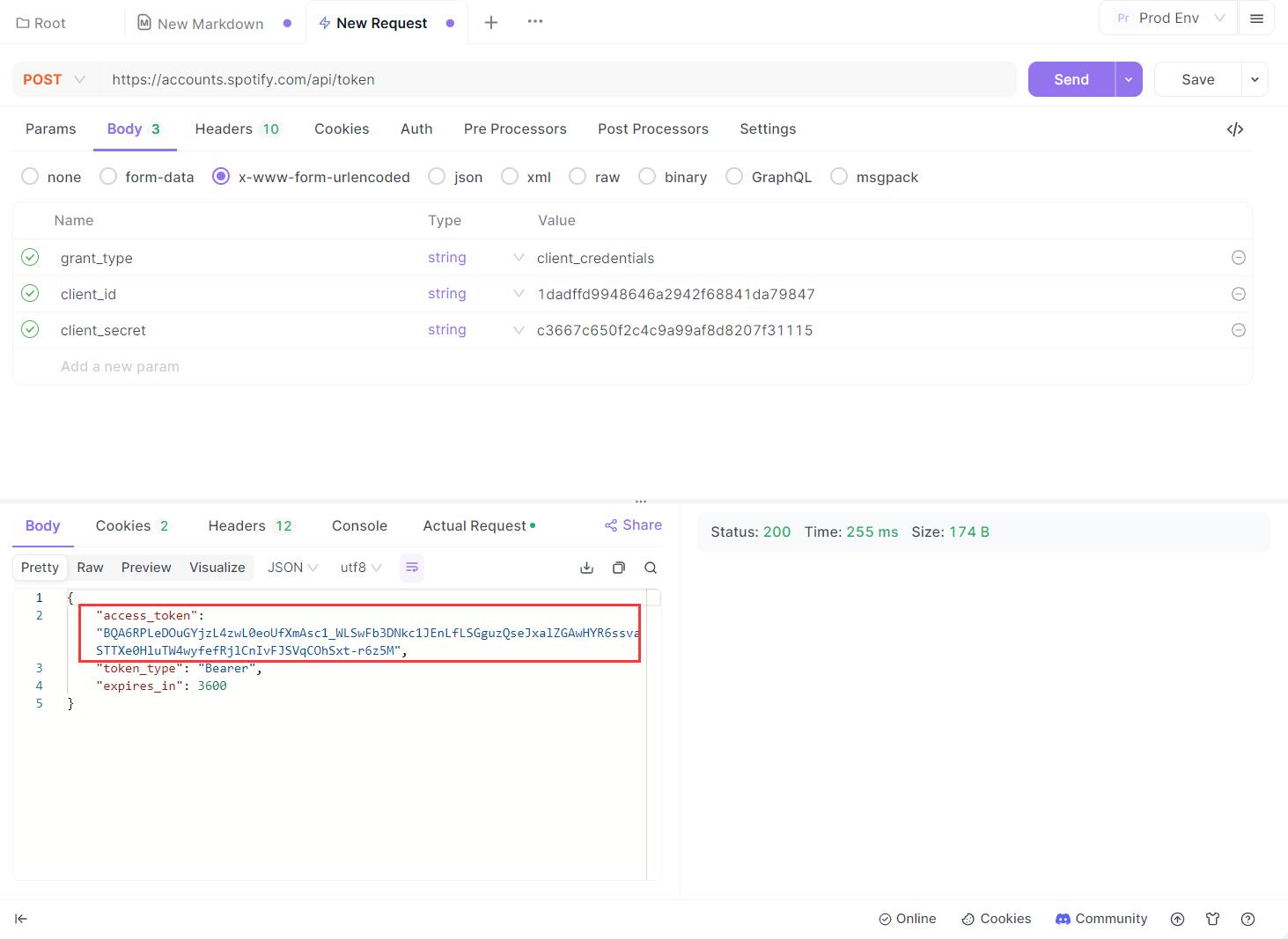 Inspecione a resposta do ponto de extremidade para o token de acesso