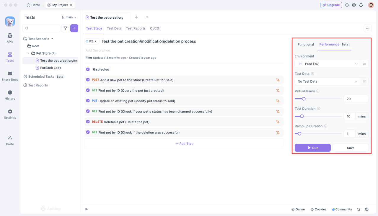 Configuring Performance Test Settings