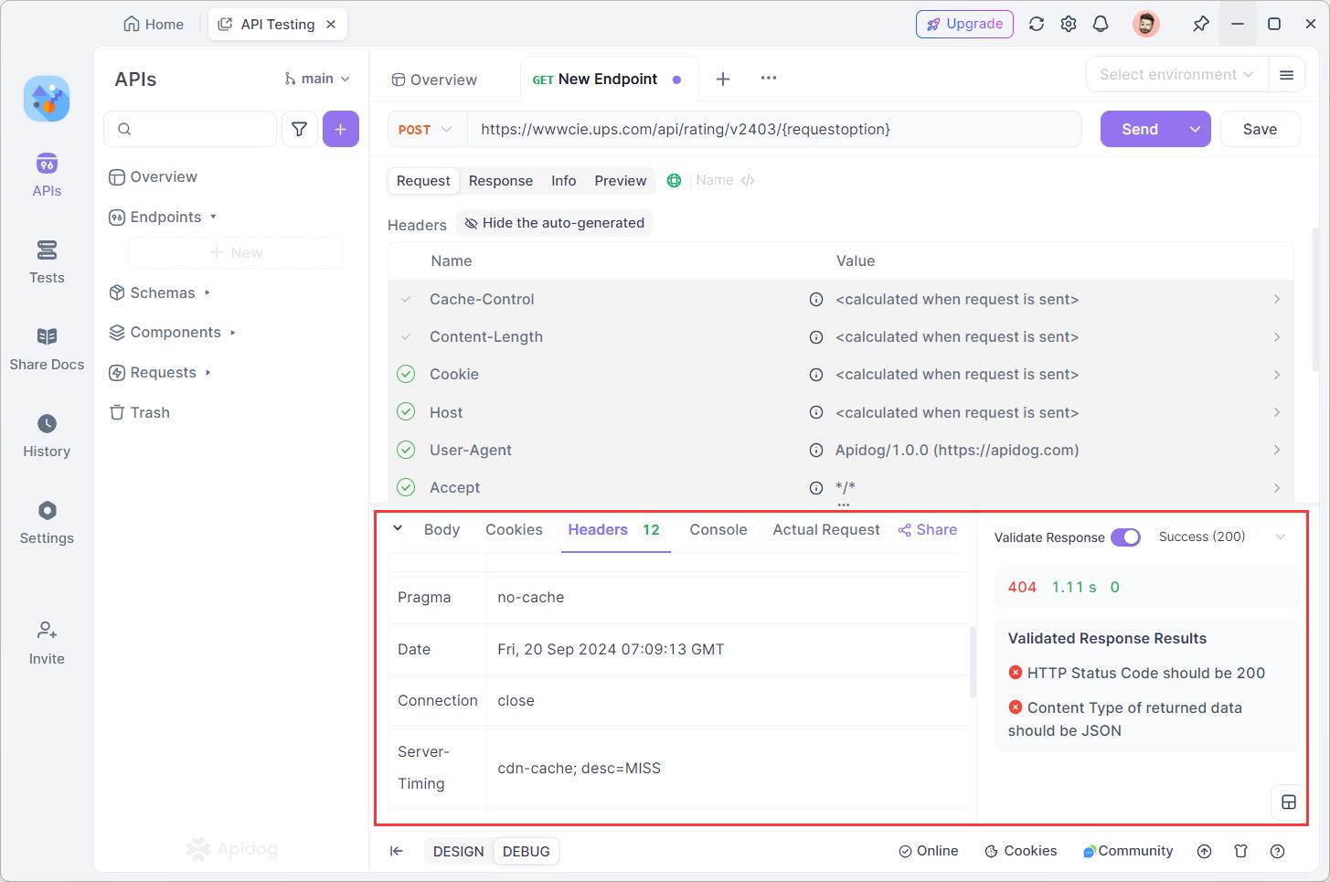 Getting API response report using Apidog