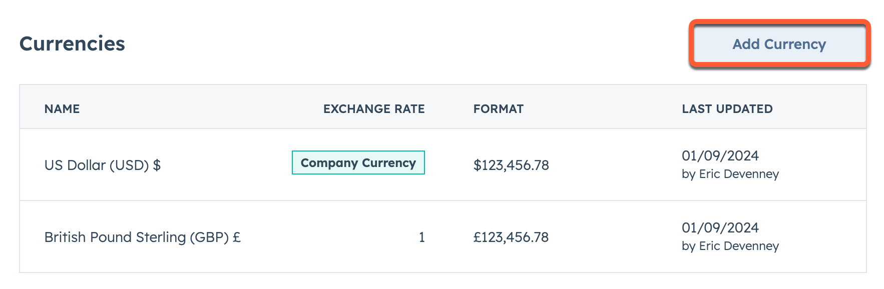 マルチ通貨サポート