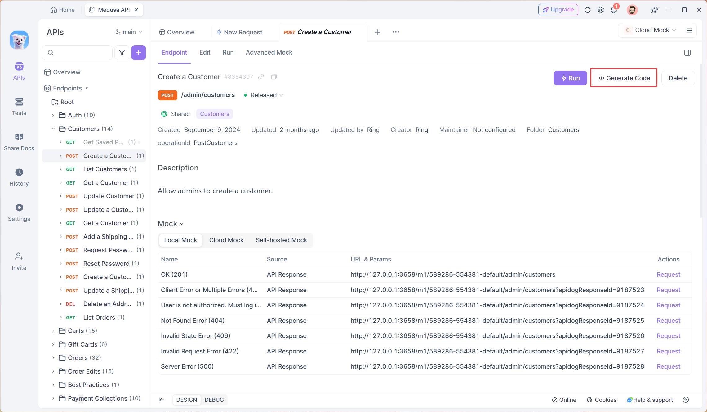 Generate Axios code using Apidog