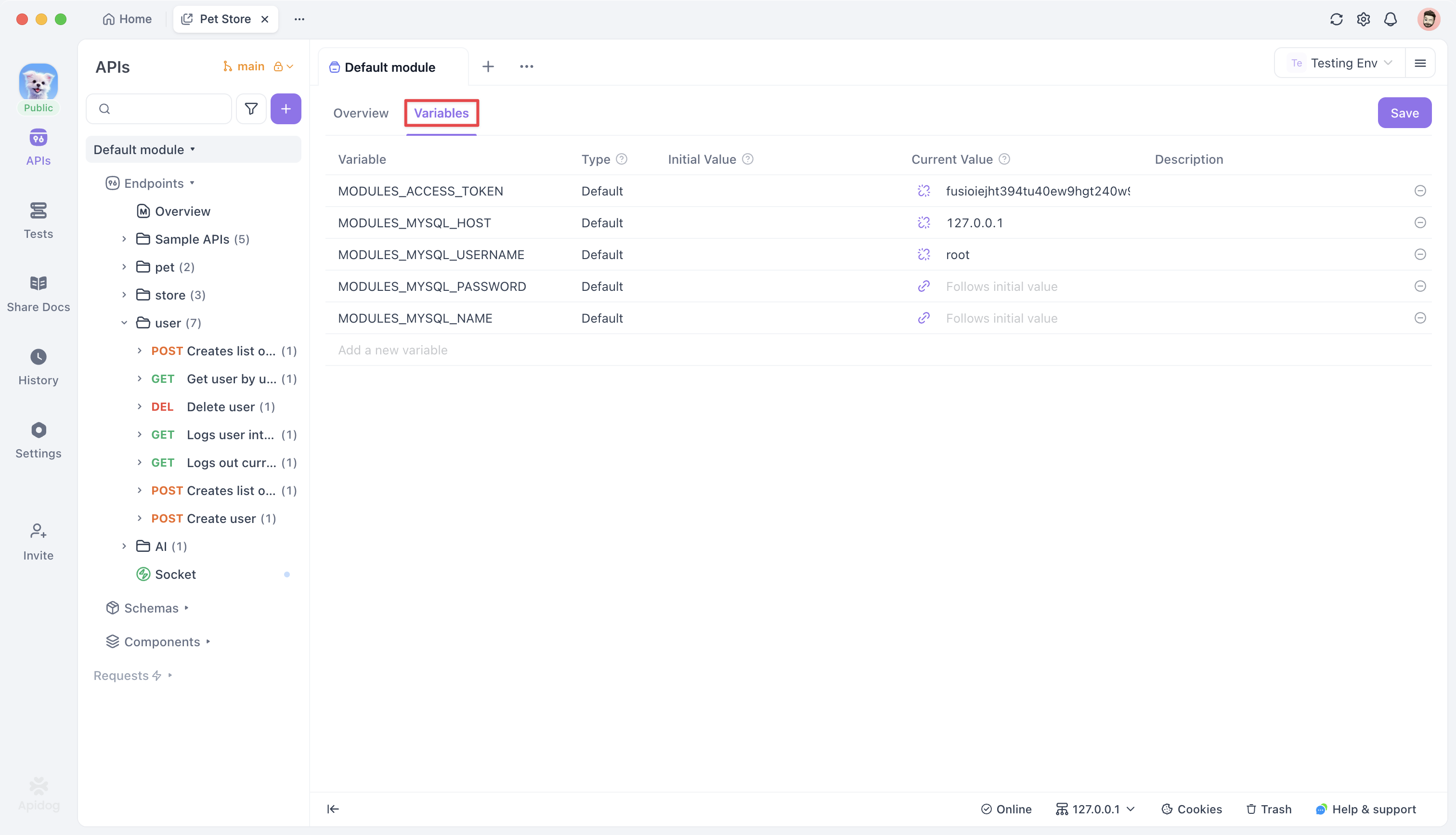 Module variables