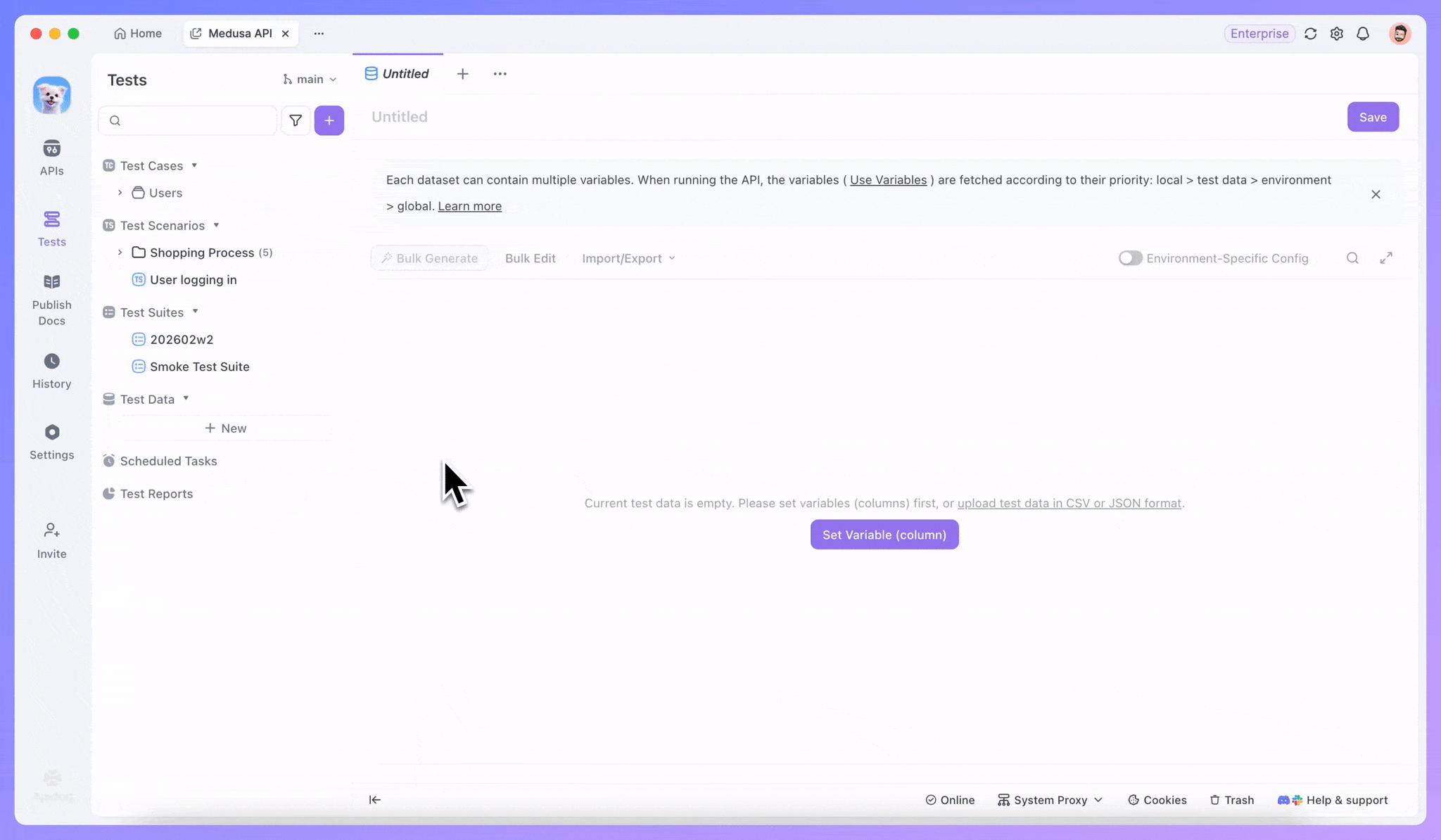 Support for creating shared test data