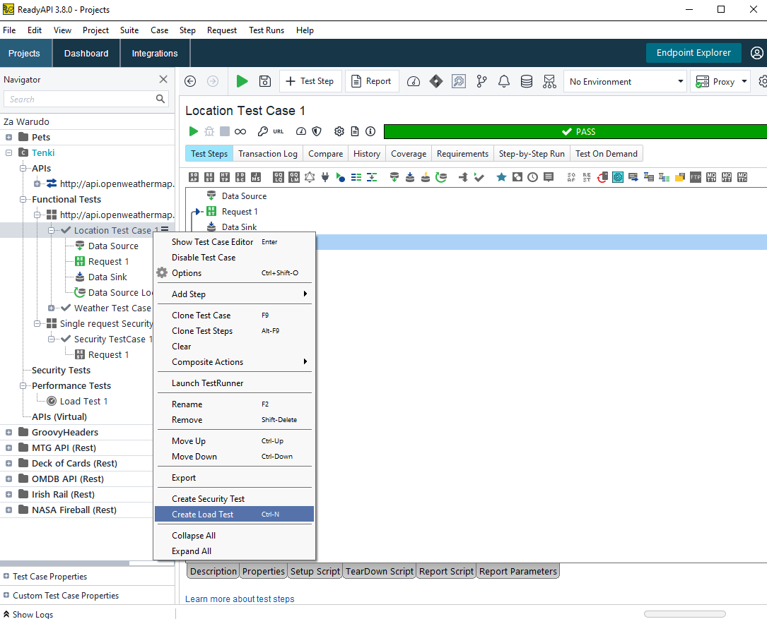 ReadyAPI enterprise testing interface