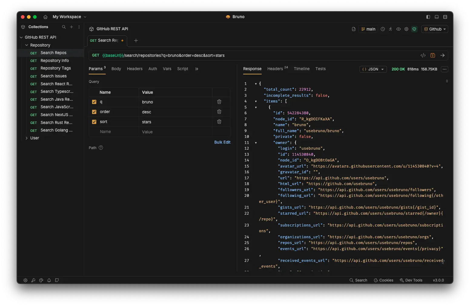 Bruno Git-based API client