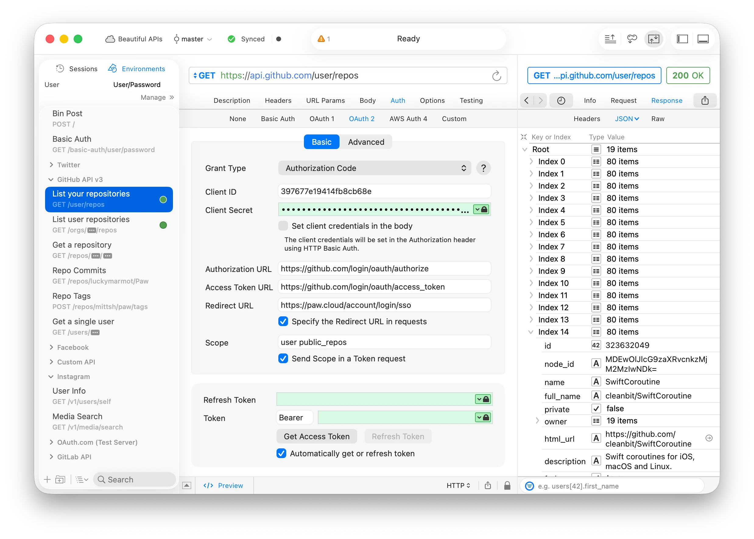 Paw API client for macOS