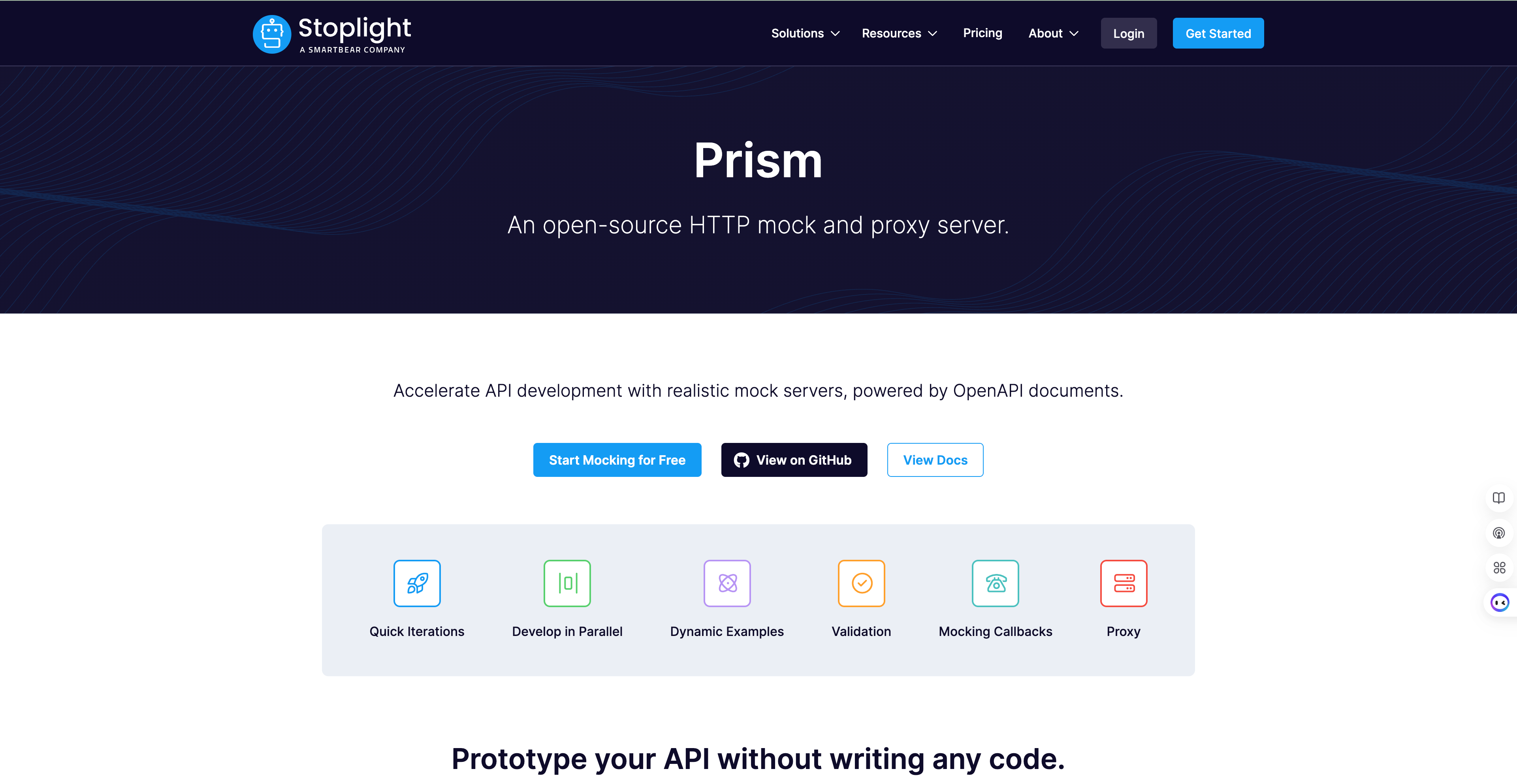 Prism OpenAPI mock server interface