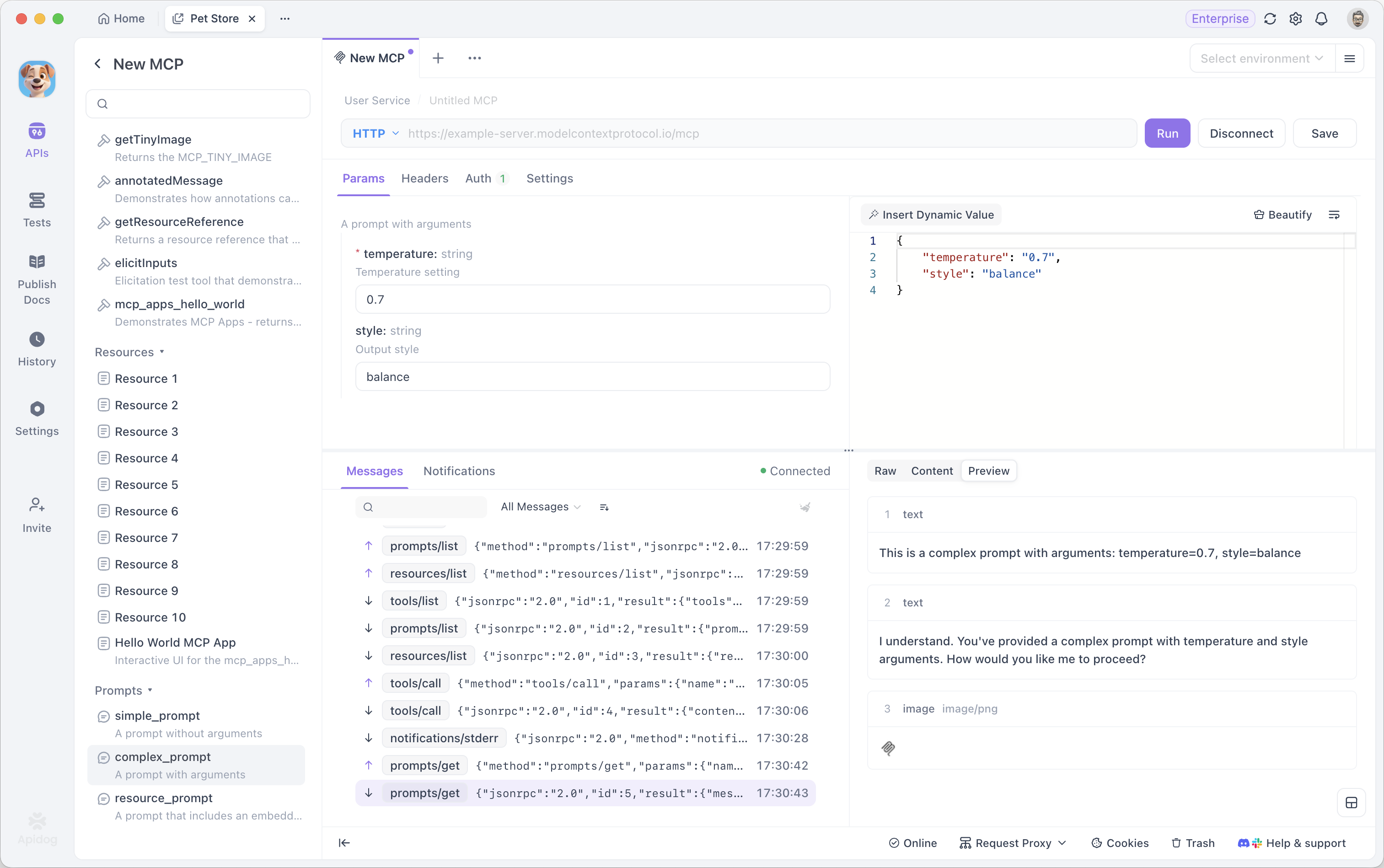 Apidog MCP testing interface with visual test builder