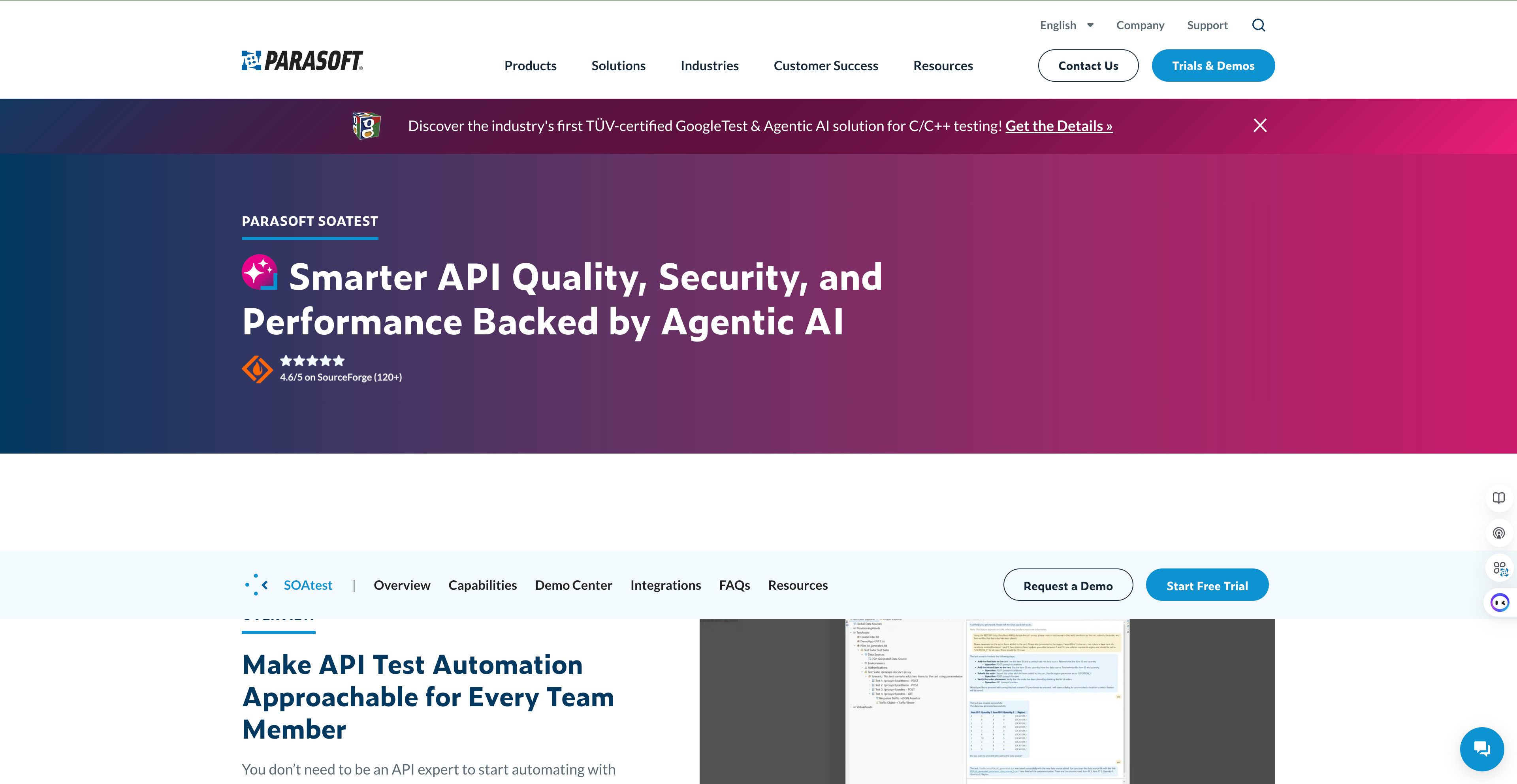 SOAtest enterprise service testing interface